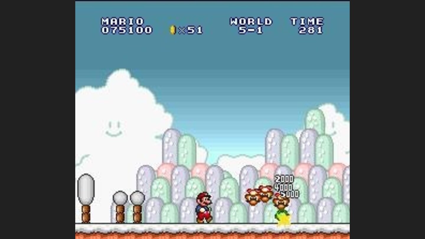 Three Goombas are defeated with one Koopa Shell. Its strike!