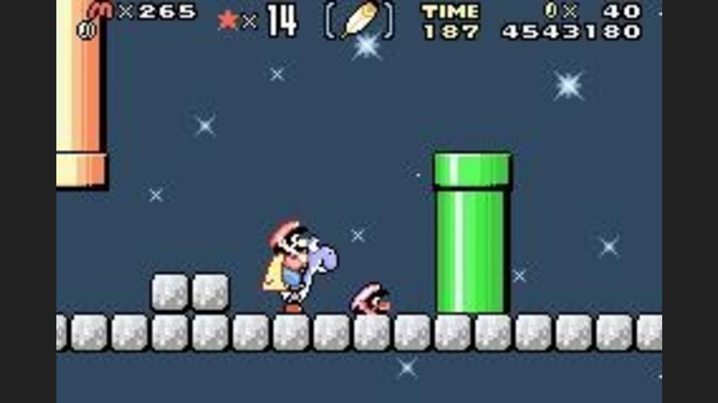 In this bug (very funny!), Yoshi spits out Marios head!!! Really!