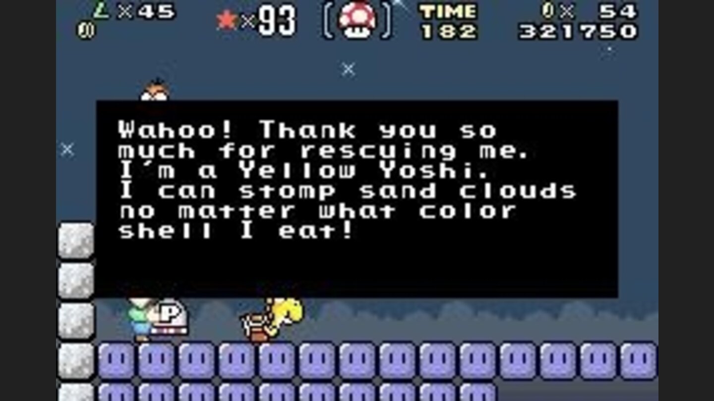 In GBA version, the colored Yoshis thanks you for a good feeding! Youre welcome, then.
