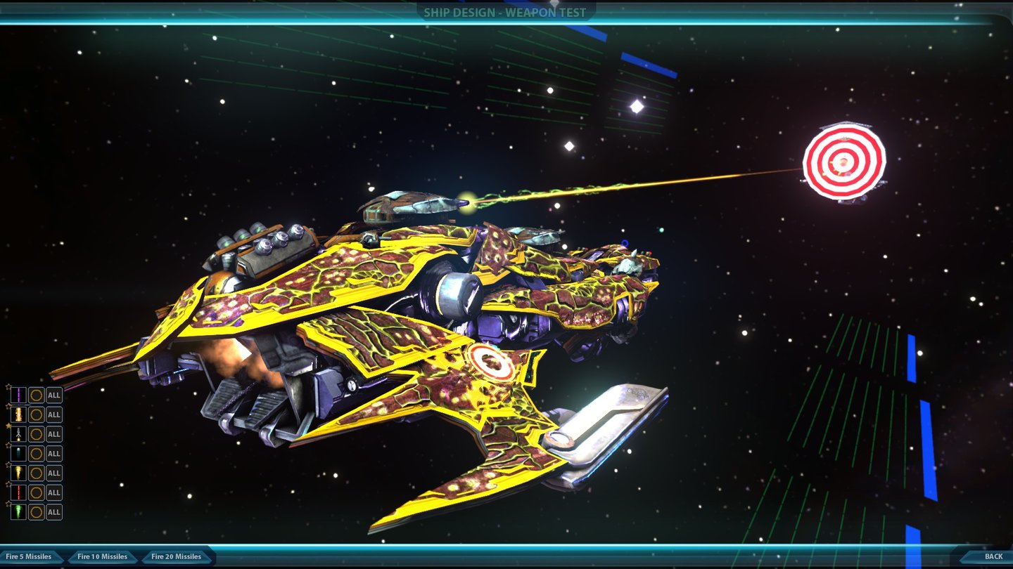 Sword of the Stars 2: Enhanced EditionDie Bewaffnung neuer Schiffsmodelle können wir vorher testen.