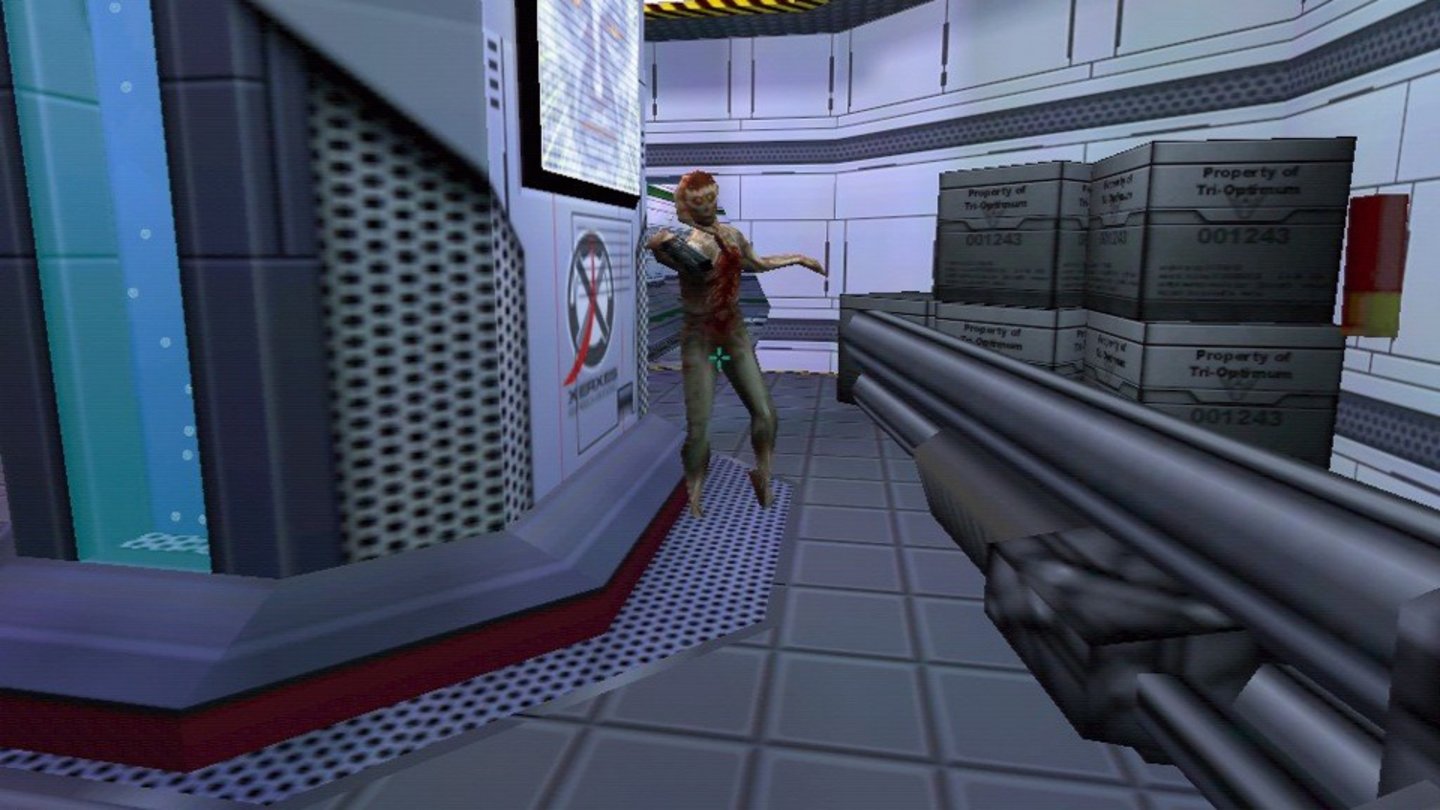 System Shock 2 (1999)Looking Glass’ Shooter-Klassiker von 1999 ist kein Horrorspiel im eigentlichen Sinne, versteht es aber dennoch meisterhaft, jede Menge Nervenkitzel zu erzeugen. Wenn auch mit altbekannten Mitteln: Hauptfigur wacht auf einem Raumschiff auf, ist offenbar der einzige Überlebende und muss herausfinden, was passiert ist. Das stimmige Leveldesign, die ominösen Audio-Aufzeichnungen verschwundener Crew-Mitglieder und die oft unvermittelt hinter dem Spieler auftauchenden Gegner sorgen für andauernde Hochspannung. Nicht zuletzt gibt es da noch Shodan, einer der wohl furchteinflößendsten Bösewichte der Spielegeschichte: »Look at you, hacker. A pathetic creature of meat and bone, panting and sweating as you run through my corridors. How can you challenge a perfect, immortal machine?« - Gänsehaut pur!