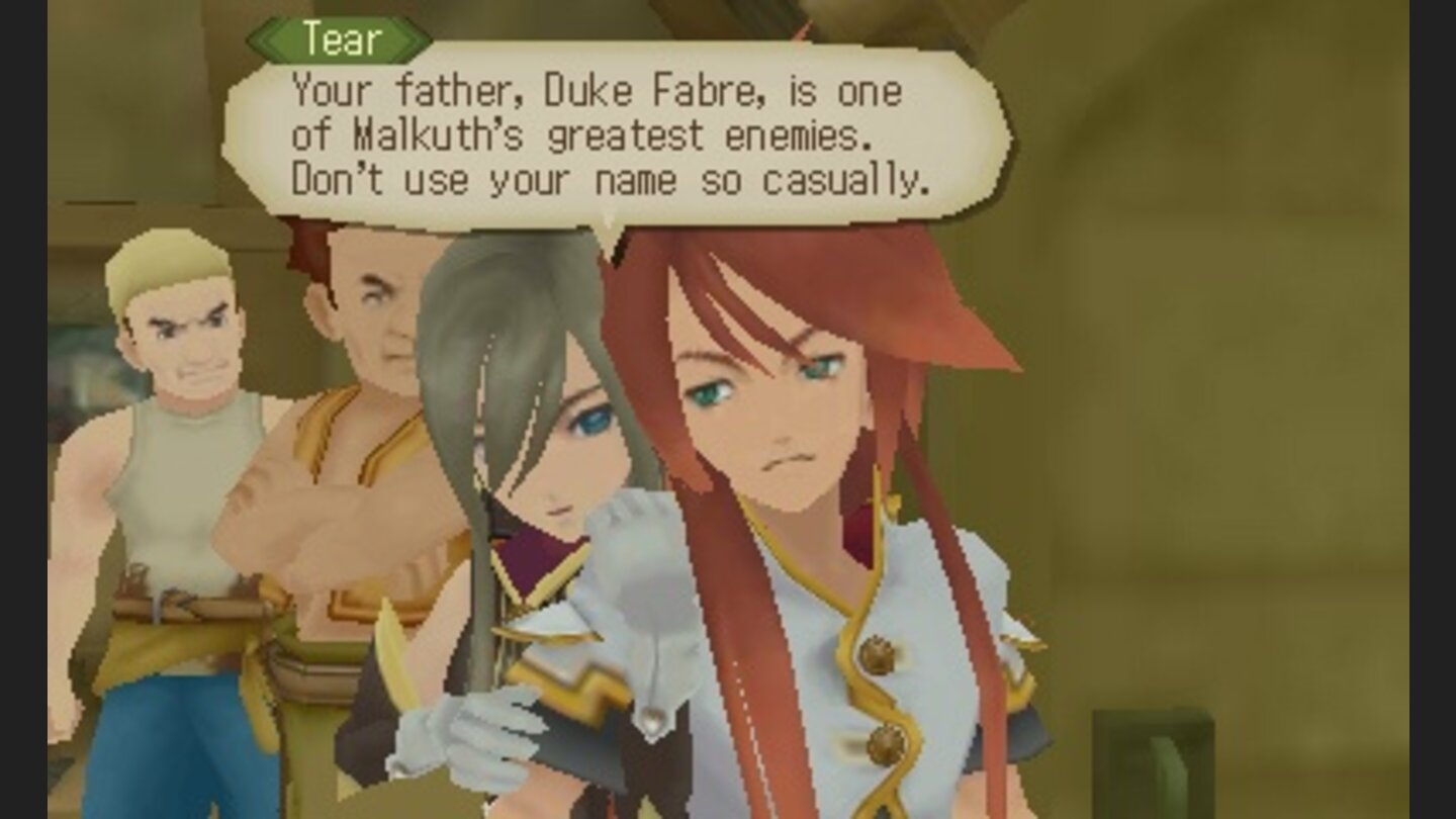 Tales of the AbyssDurch den 3D-Effekt wirken die Sprechblasen in den Gesprächen seltsam deplatziert.