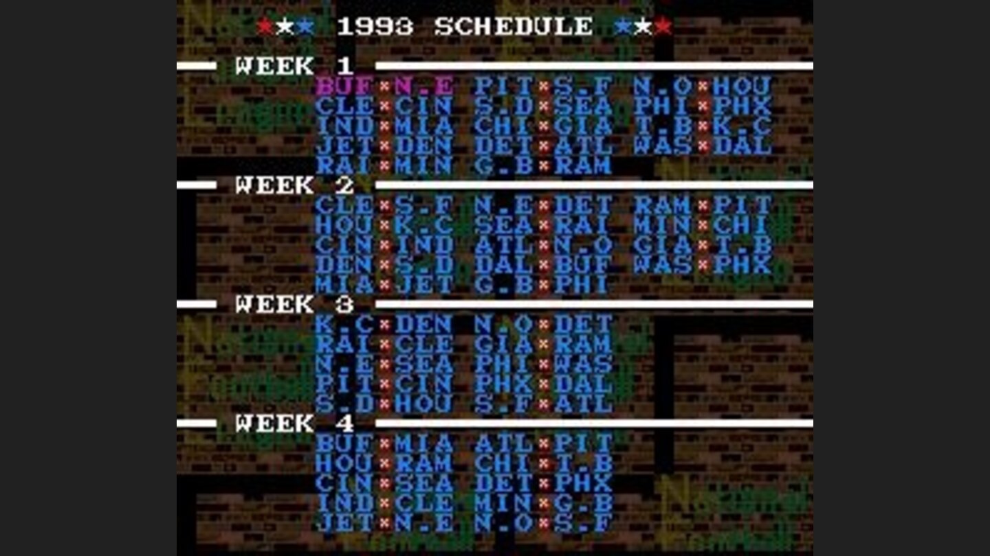 Regular season schedule