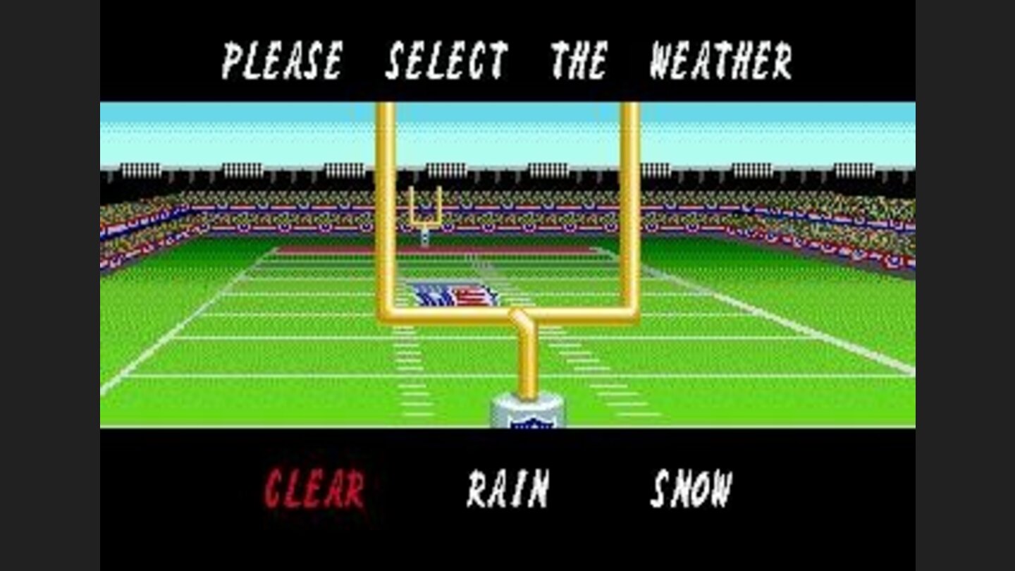 In Tecmo 2, weather is selectable in the Genesis version as well