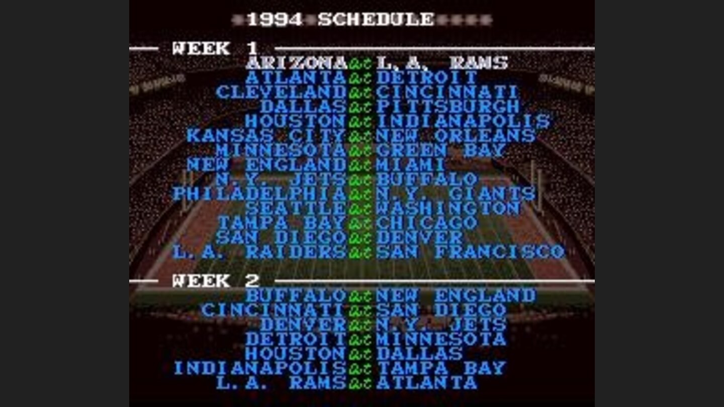 Regular season schedule