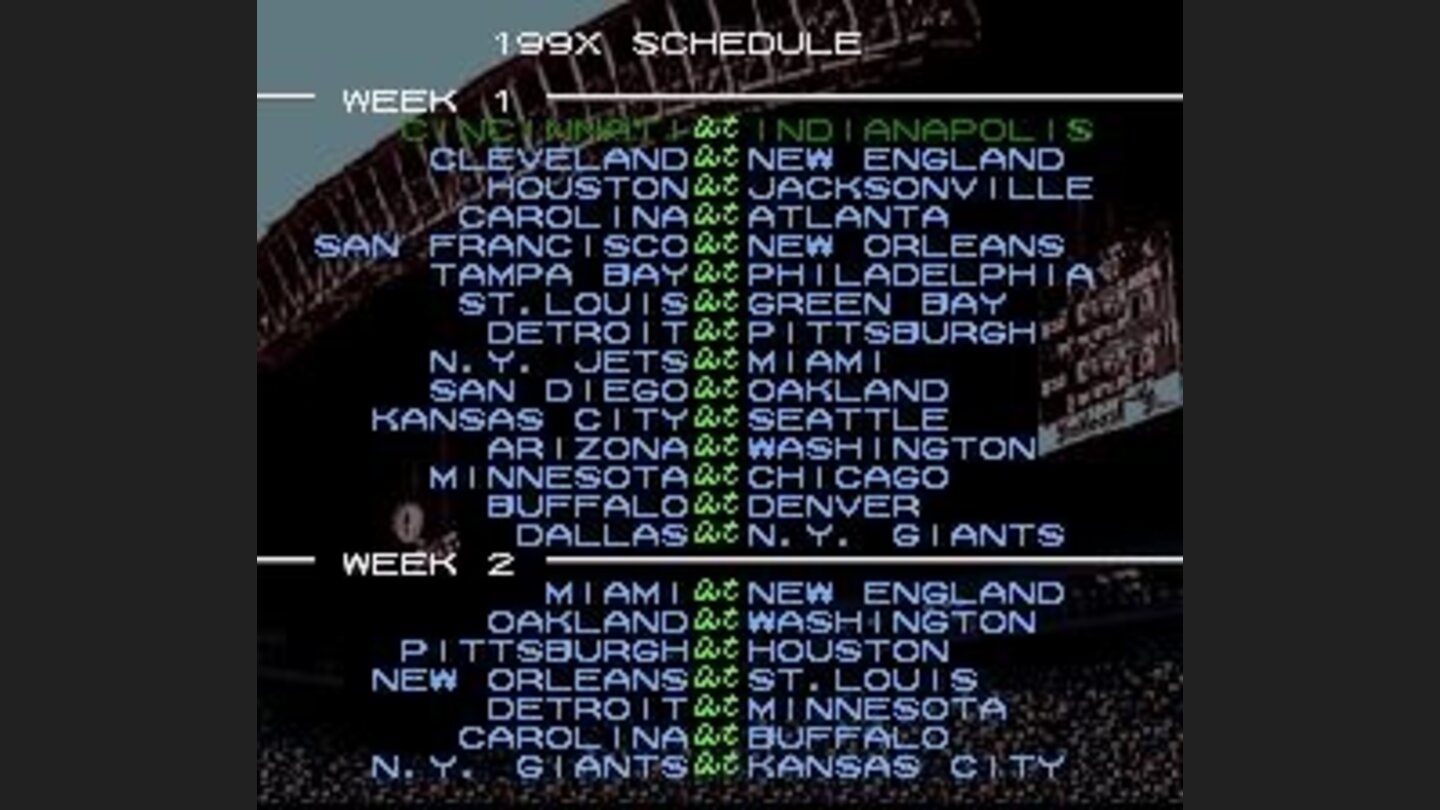 Season schedule
