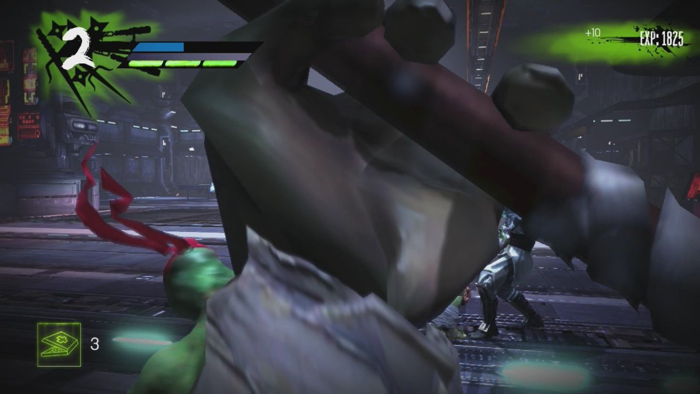 Teenage Mutant Ninja Turtles: Out of the ShadowsKünstlerisch wertvolle Kameraeinstellung oder spielerischer Stolperstein? Für den Turtle, der im Hintergrund Fieslinge verdrischt, letzteres!