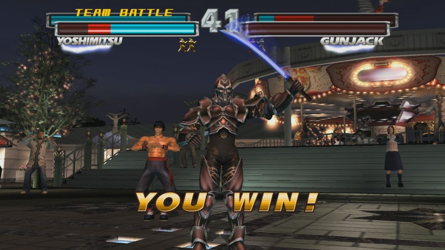Tekken HybridSiegerpose: Yoshimitsu hat gewonnen.