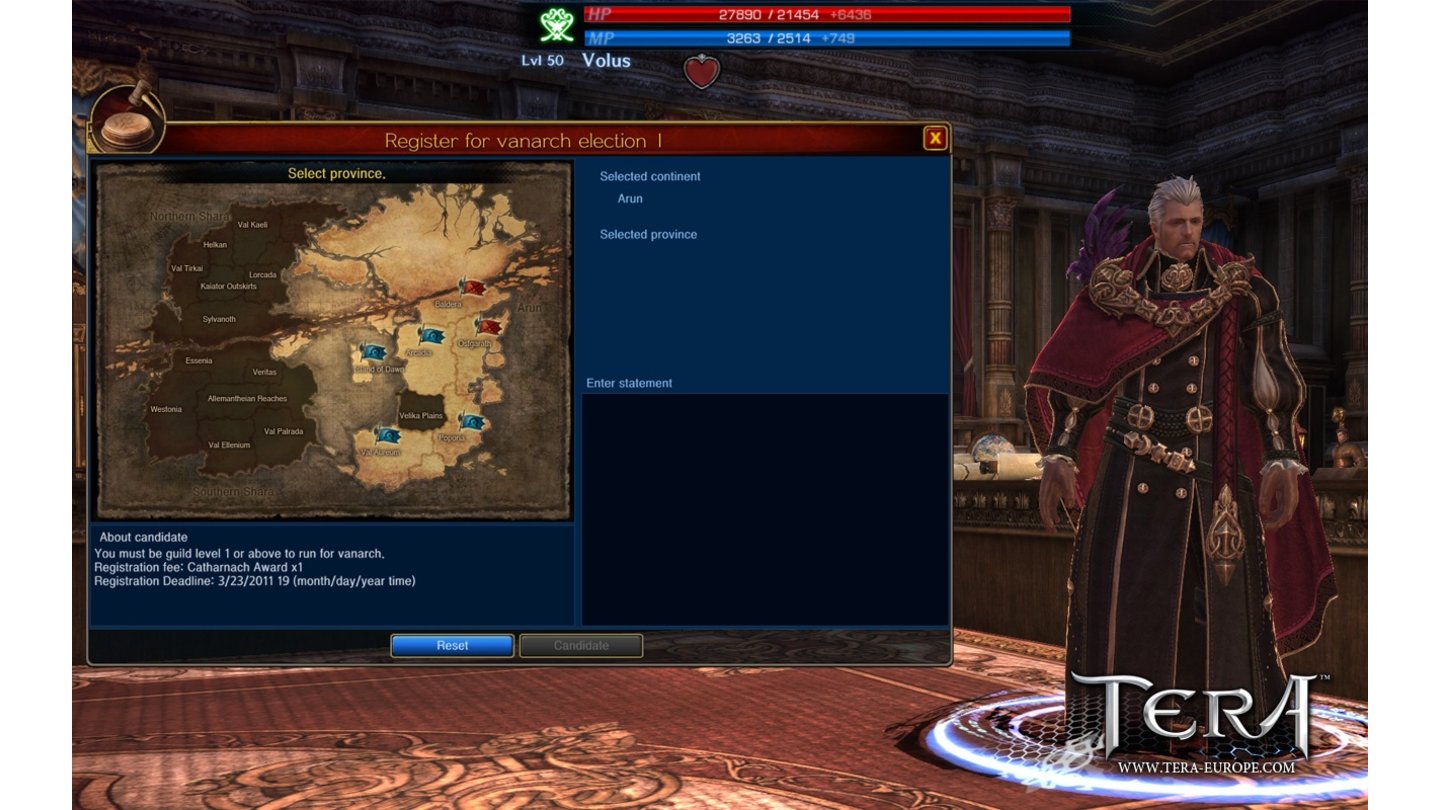 TERAScreenshot vom Politiksystem des Online-Rollenspiels