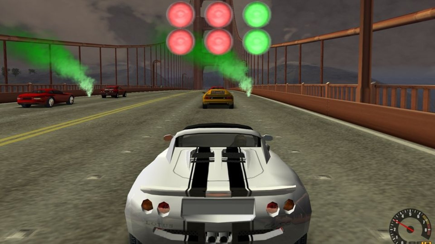  Test Drive (2002)
Test Drive erscheint 2002 für die Playstation 2, Xbox und den PC. Neben einer Kampagne um illegale Straßenrennen absolvieren wir in den frei befahrbaren Stadtgebieten von San Francicso, London, Tokyo und Monaco Rennen, in denen uns andere Fahrer und dichter Straßenverkehr zu schaffen machen.