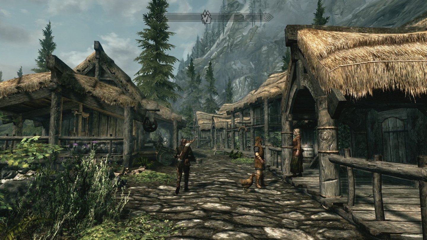 The Elder Scrolls 5: Skyrim (Xbox 360)Das Dörfchen Flusslauf besuchen wir gleich zum Beginn unseres Abenteuers.