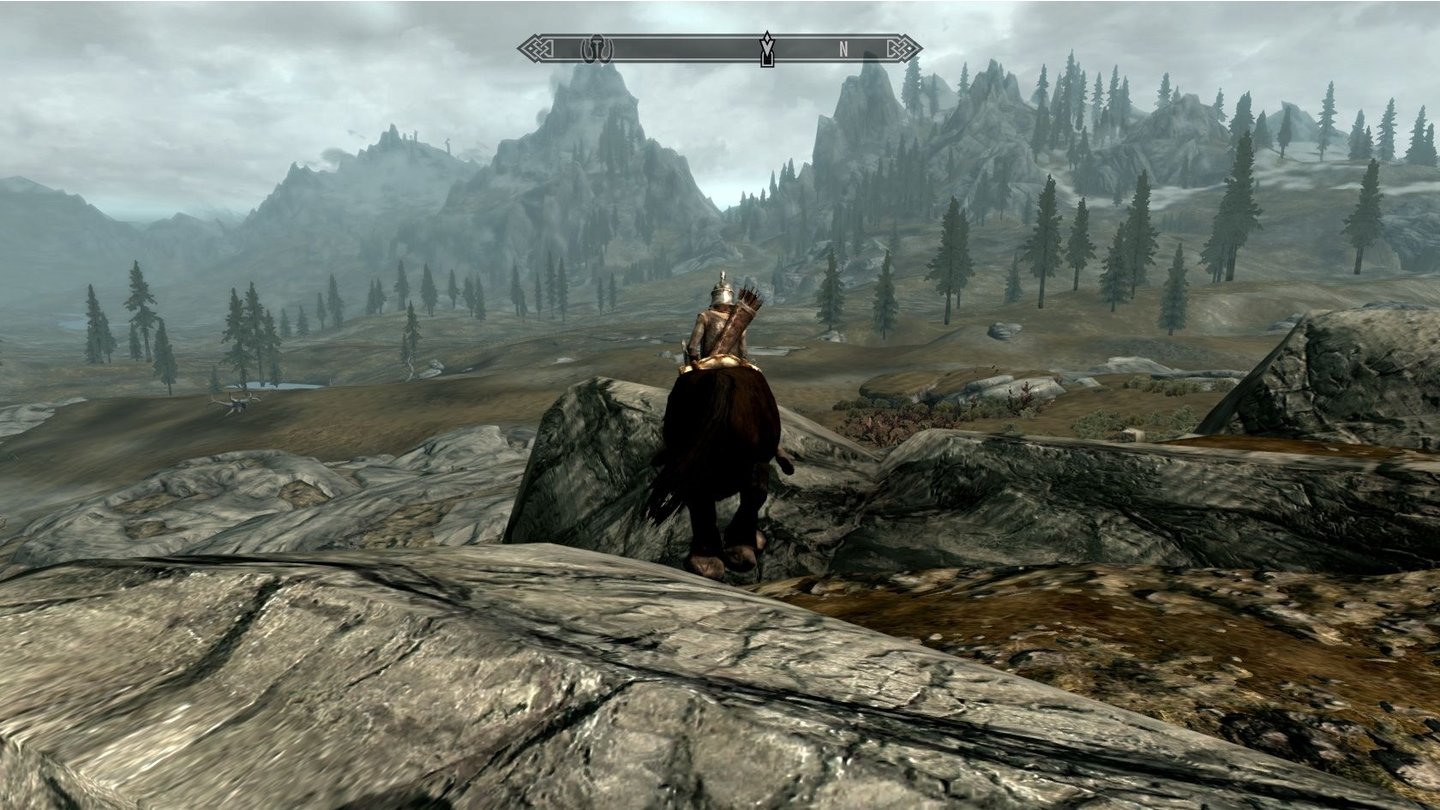 The Elder Scrolls 5: Skyrim (PC-Version)Durch die vegetationsarme Tundra geht's am besten mit dem Pferd.
