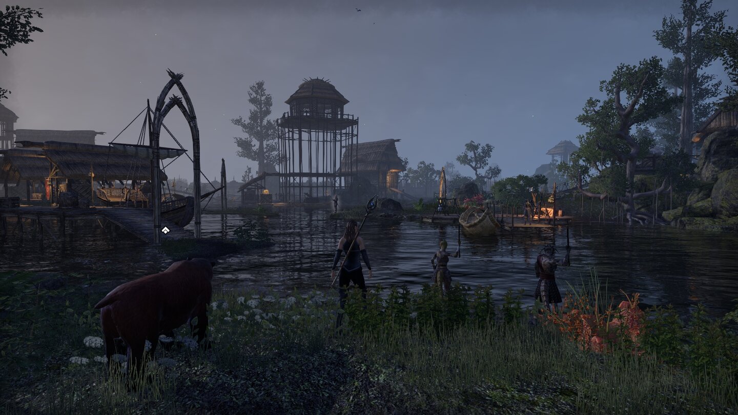 The Elder Scrolls Online: MurkmireMorgenstimmung im Dorf Lothil, eurer ersten Reisestation im Trübmoor.