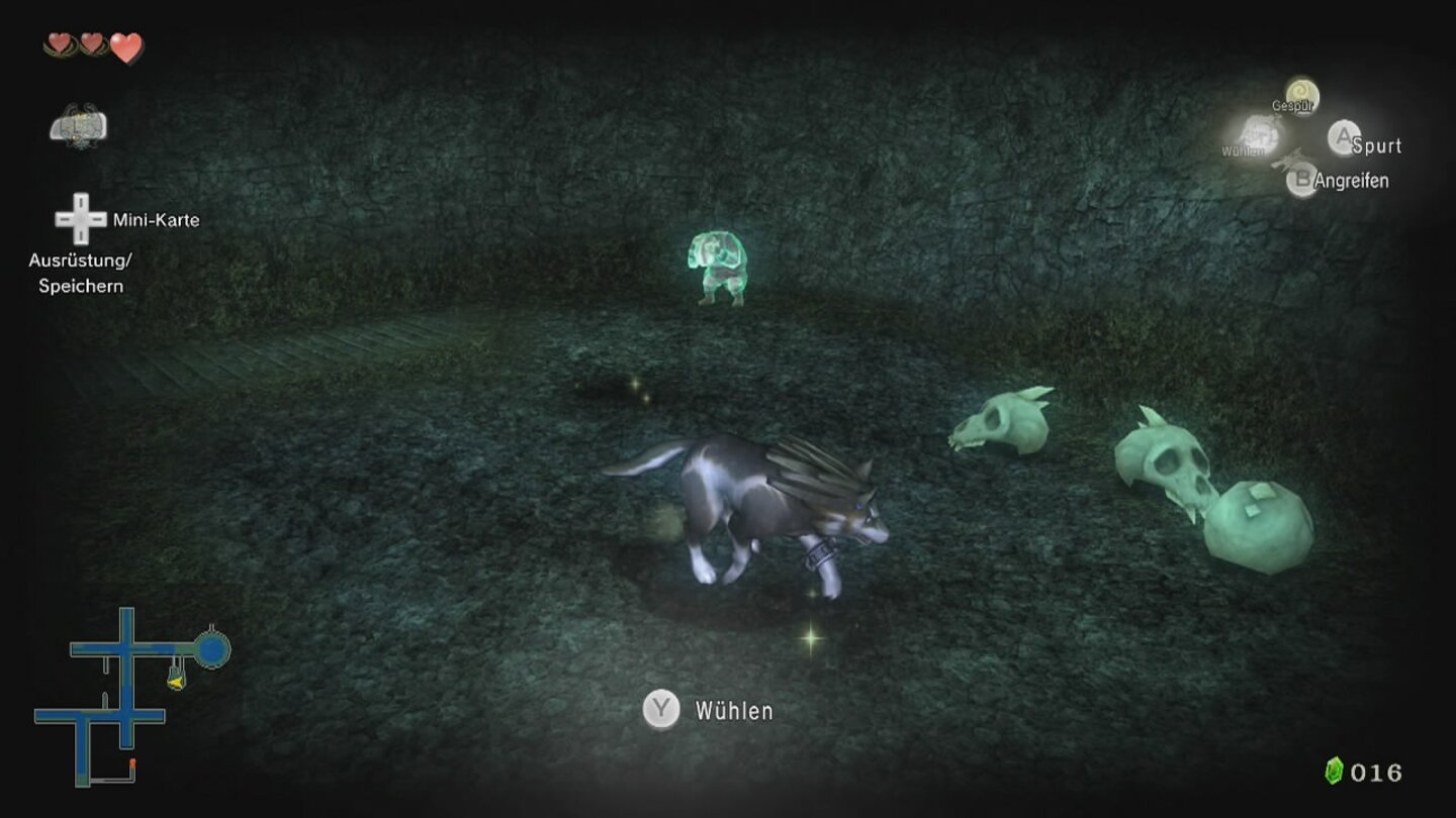 The Legend of Zelda: Twilight Princess HDAls Wolf kann Link versteckte Schätze im Boden sehen und ausbuddeln.