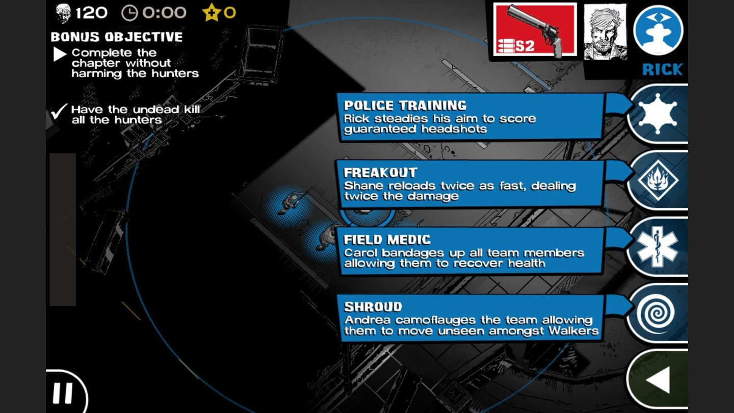 The Walking Dead: Assault
Jeder Charakter hat individuelle Fähigkeiten, mit denen er das Team unterstützen kann.