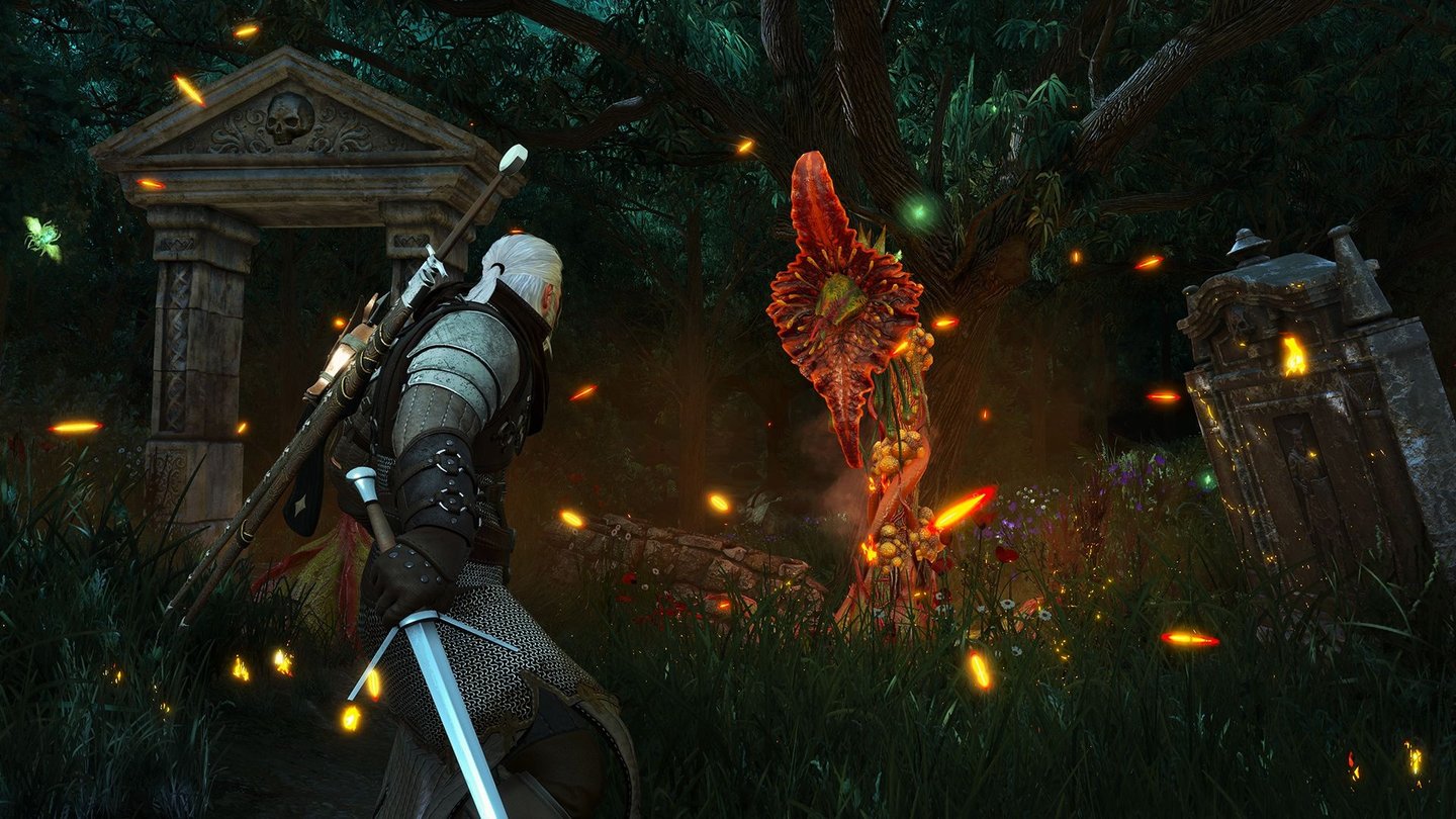 The Witcher 3: Blood and WineDiese Pflanzenmonster kehren aus dem ersten Serienteil zurück. Sie graben sich durch den Boden und übersähen die Umgebung mit explodierenden Blüten.