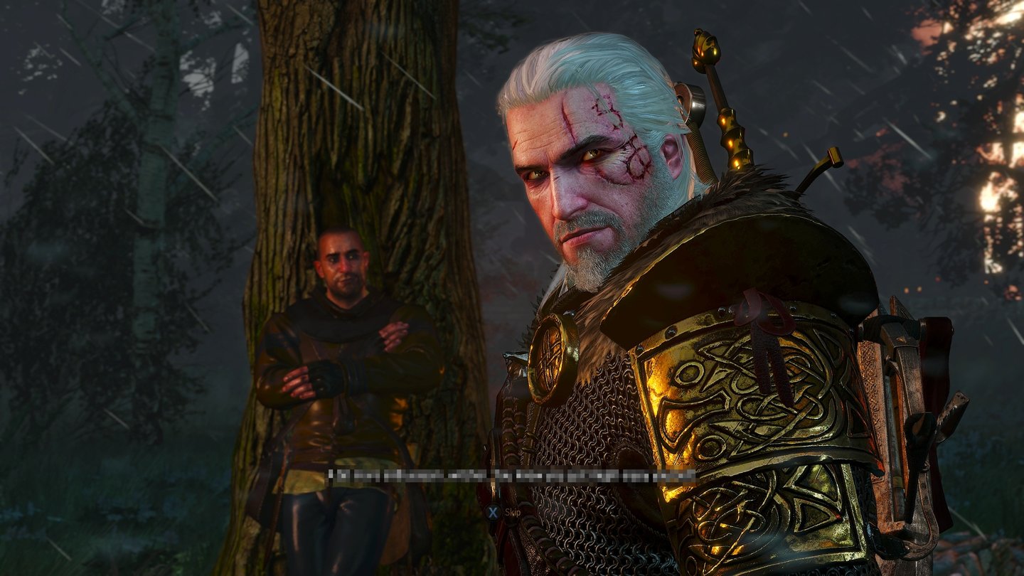 The Witcher 3: Hearts of StoneDer mysteriöse Gaunter O’Dim brennt Geralt ein Mal ins Gesicht, bis wir unsere Schulden bei ihm begleichen.