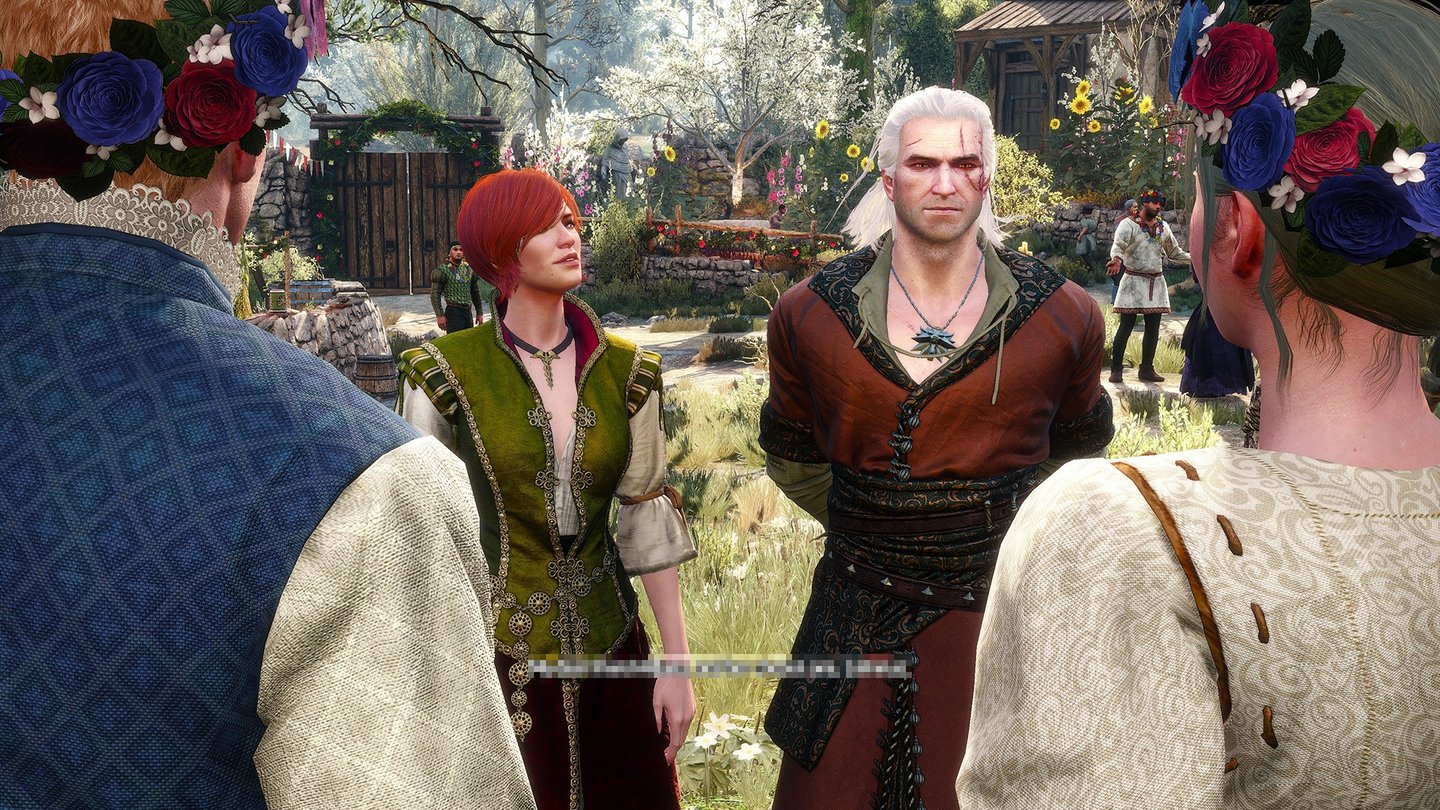 The Witcher 3: Hearts of StoneSolange Geralt vom Geist von Olgierds Bruder Vlodimir besessen ist, haben wir eigene Dialogoptionen und können unter anderem über Braut und Bräutigam herziehen.