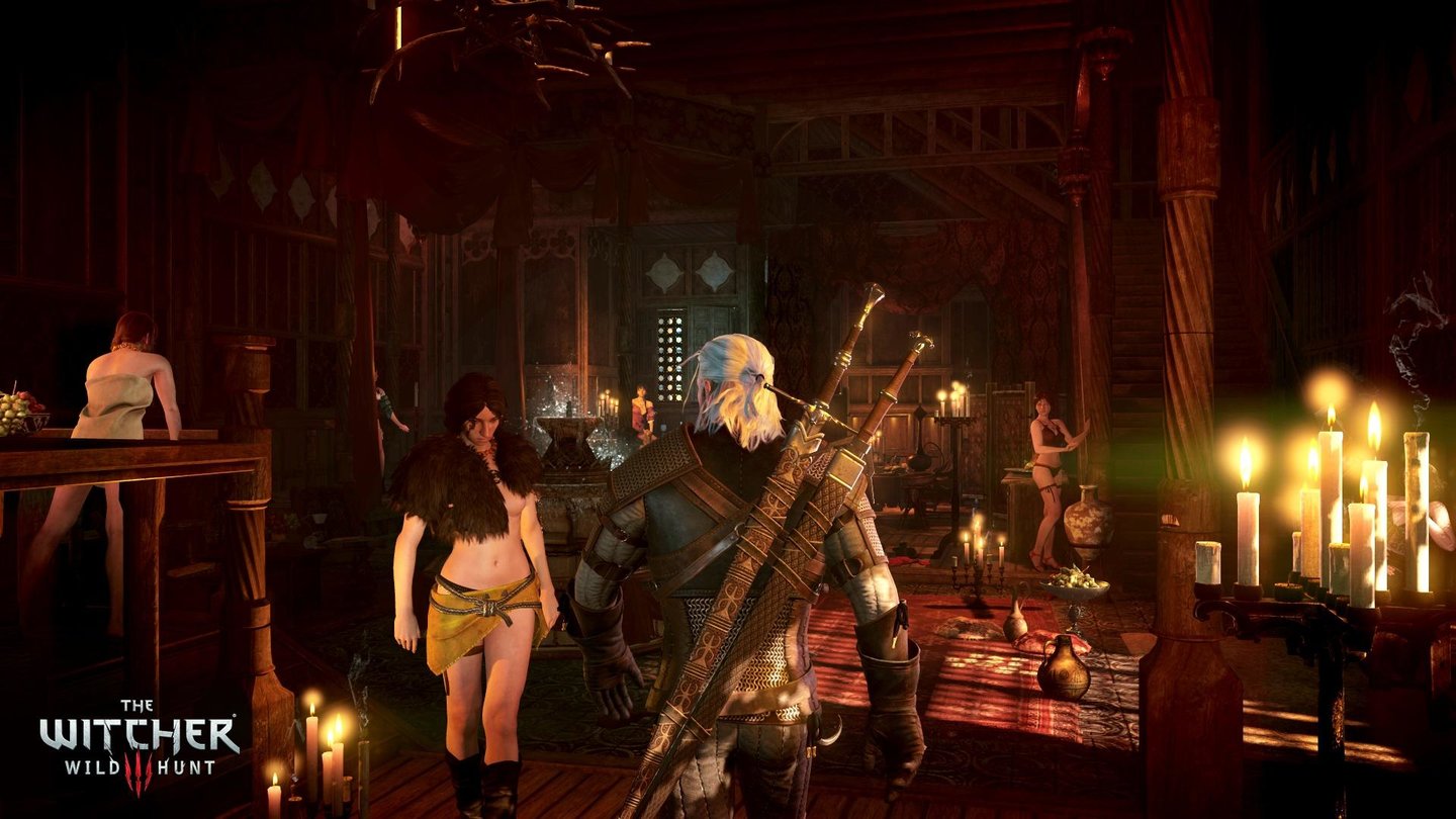 The Witcher 3: Wild HuntAufreißertyp Geralt sagt auch im dritten Teil zu gelegentlichen Abstechern ins Freudenhaus nicht nein.