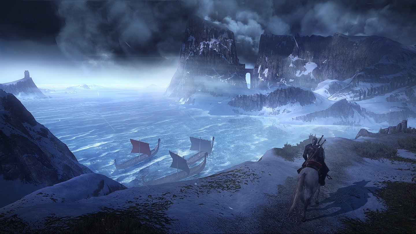 The Witcher 3: Wild HuntDie Skellige-Inseln sind von der nordischen Mythologie, Kultur und Landschaft stark beeinflusst.