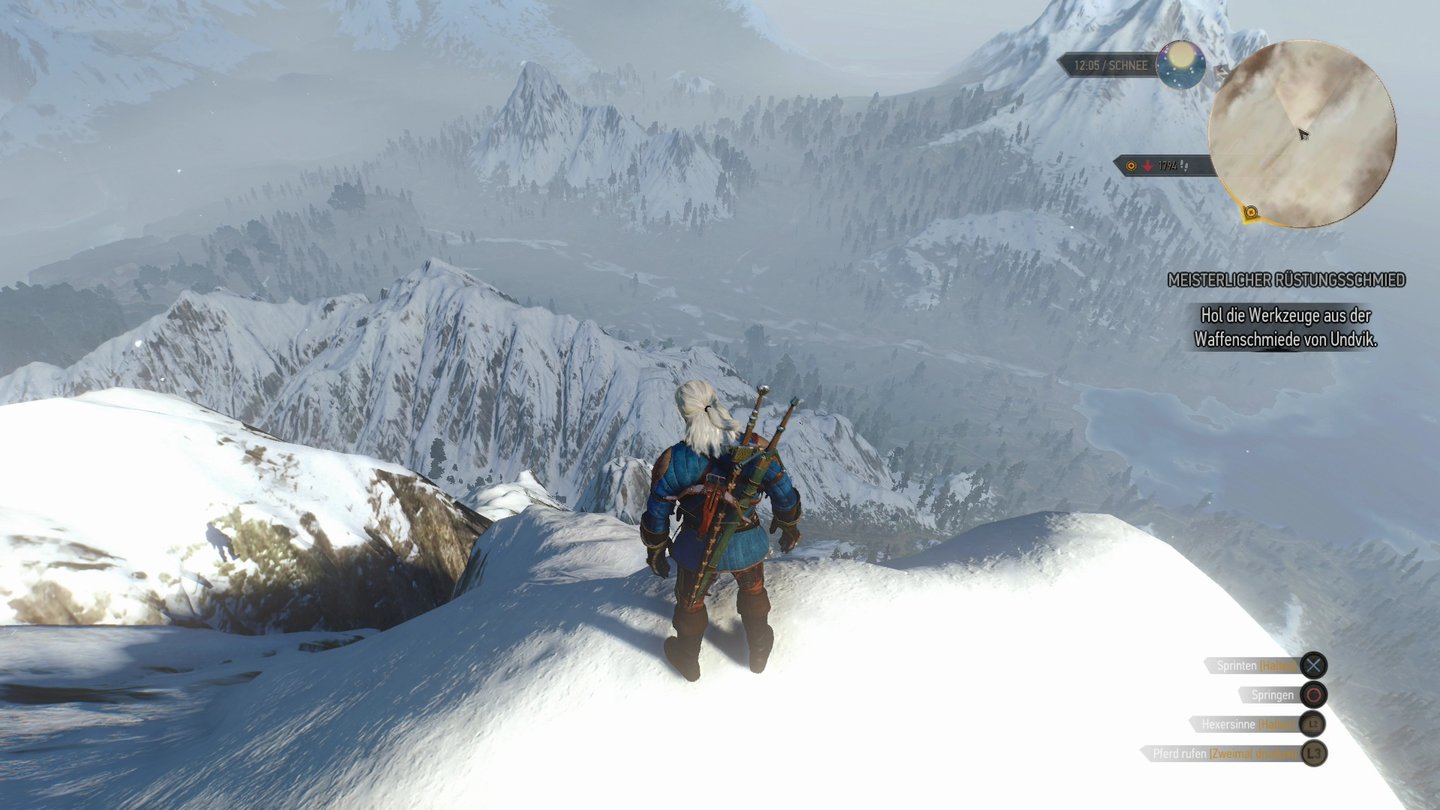 The Witcher 3: Wild HuntWir haben den höchsten Berg der Skellige-Inseln erklommen und genießen den Ausblick.