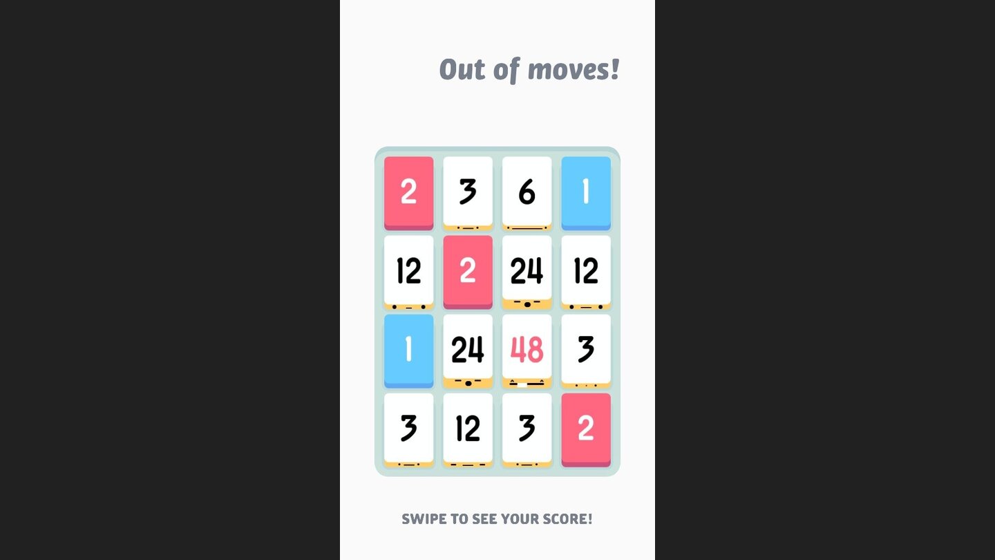 Threes!So früh im Spiel und schon keine Züge mehr. Das Problem: Die beiden 24er waren zu weit auseinander für eine Addition.