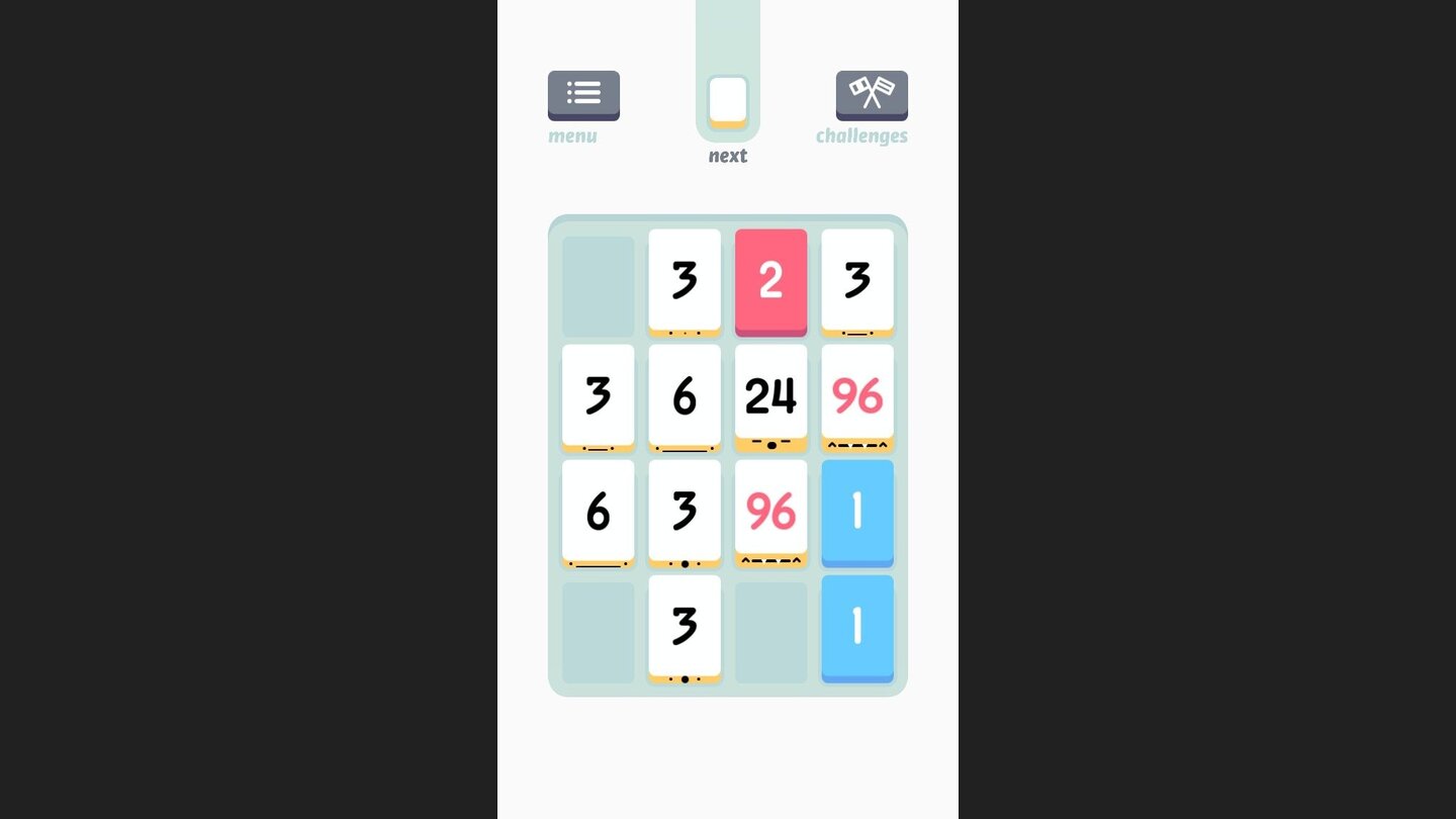 Threes!Zwei 96er sind schon mal gut. Jetzt müssten sie nur noch über- oder nebeneinander stehen, damit sie addiert werden können.