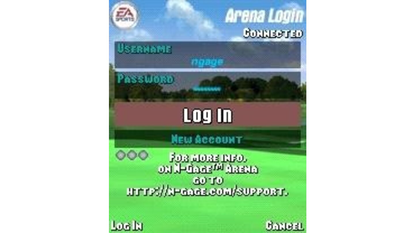 N-Gage Arena login screen