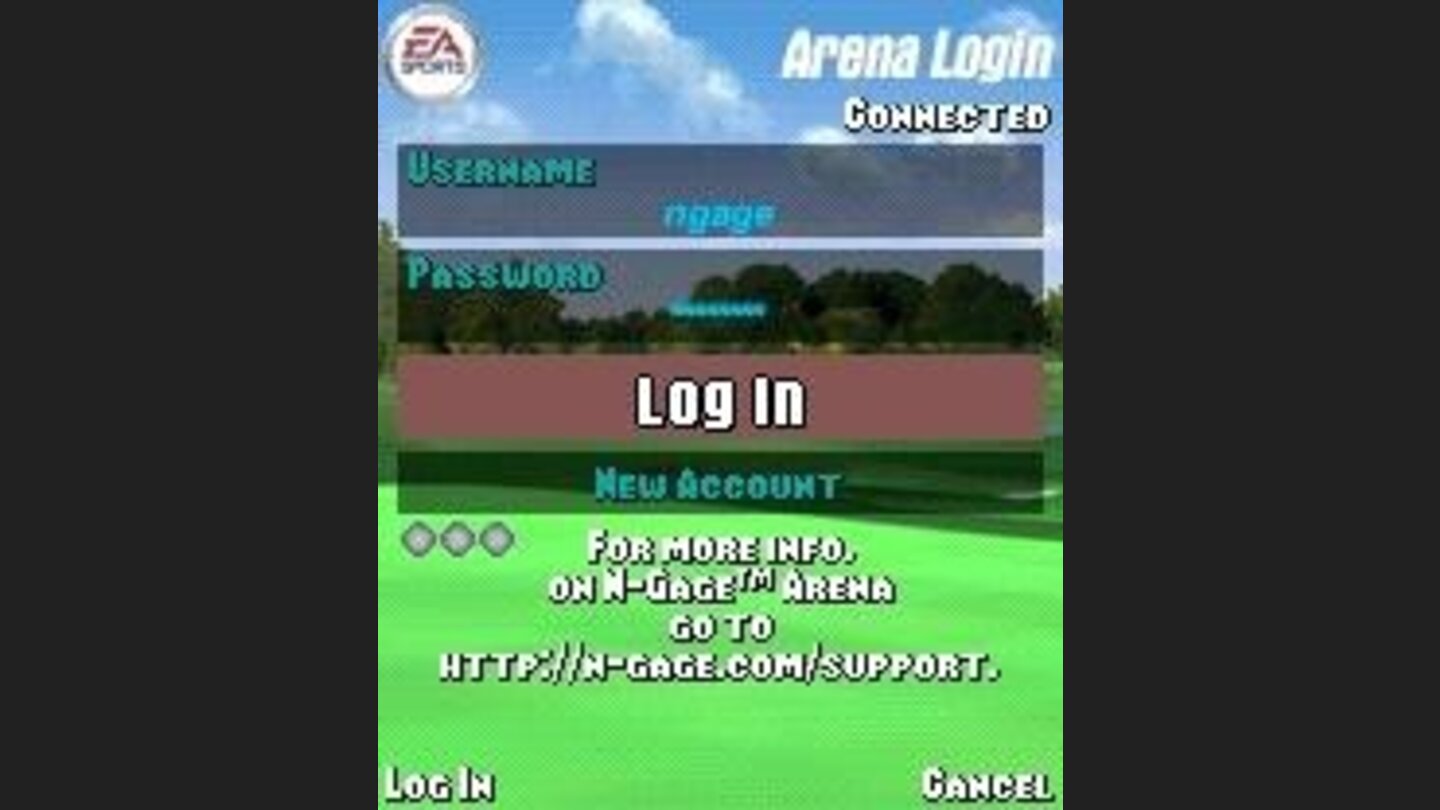 N-Gage Arena login screen