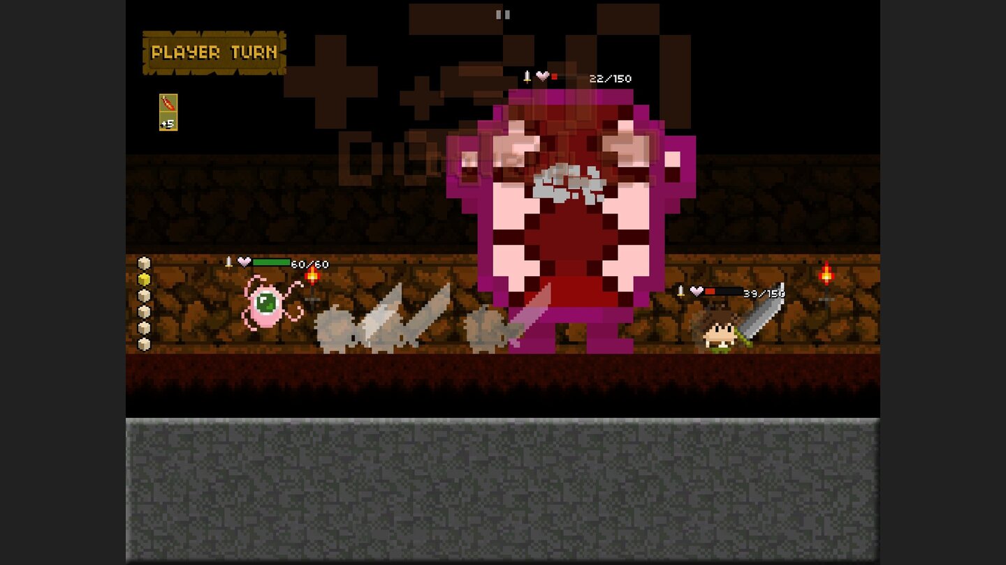 Tiny Dice DungeonSwoosh: Unsere Kämpfer und Monster attackieren allesamt mit einer kurzen Animation.