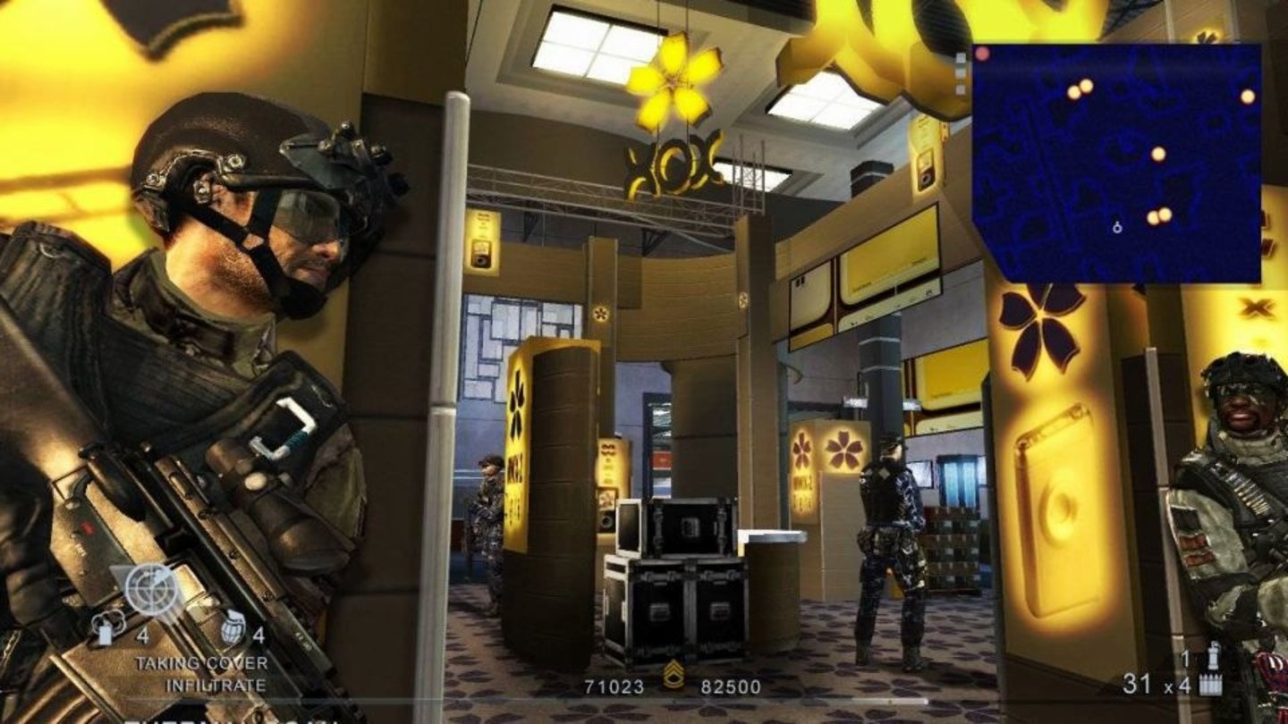 Tom Clancy’s Rainbow Six: Vegas 2(2008)Der Nachfolger von Rainbow Six: Vegas erscheint 2008 für die PlayStation 3, Xbox 360 und den PC. Die Handlung des Spiels ist teilweise vor und teilweise nach den Ereignissen des Vorgängers angesiedelt und vertieft die Geschichte um den Teamführer Logan Keller. Eine weiter verbesserte KI macht die Kampagne von Vegas 2 noch anspruchsvoller, dafür verhalten sich auch die eigenen Verbündeten schlauer und können mit neuen (sprachgesteuerten) Befehlen sinnvollere Unterstützung leisten. Im Multiplayer-Modus bekämpfen wir mit bis zu drei anderen Spielern Terroristen in Gefechten, bestreiten zu zweit die Kampagne oder messen uns mit anderen Spielern. Wir sammeln durch die Kämpfe Erfahrung, durch die wir im Rang aufsteigen und nach und nach bessere Ausrüstung freischalten.