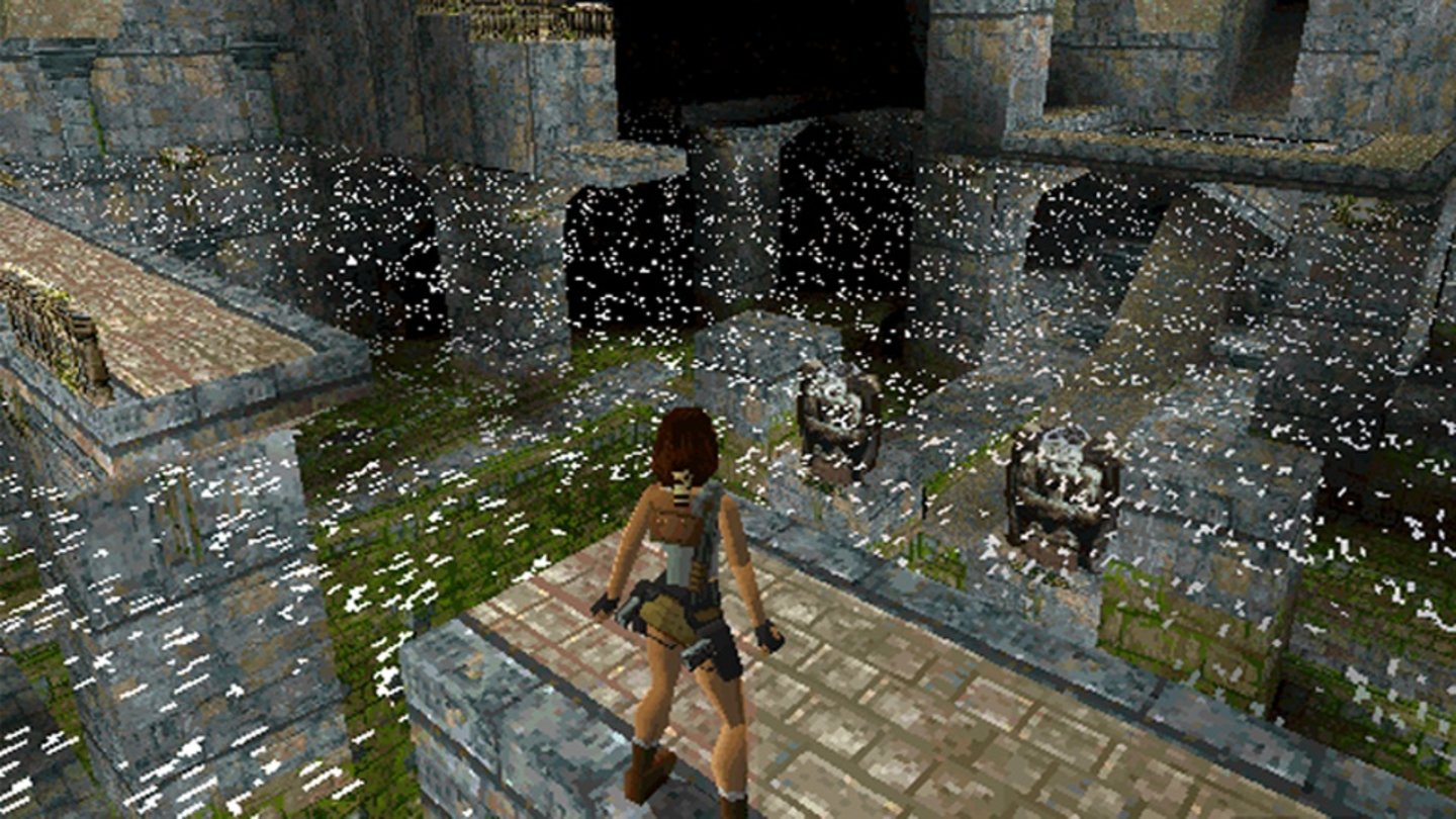 Tomb Raider (1996) Ab 1996 erscheint der erste Teil der Tomb Raider-Serie zuerst für die Sega Saturn, später für den PC und Pocket PC, die PlayStation und Nokias N-Gage. In der Rolle von Lara Croft suchen wir ein mächtiges Artefakt aus der versunkenen Stadt Atlantis, damit es nicht in die falschen Hände gelangt und müssen dabei uralte Fallen überleben. Obwohl wir immer wieder gezwungen sind, Tiere und andere Gegner zu bekämpfen, liegt der Fokus des Spiels klar auf dem Lösen von Rätseln und schwierigen Sprungeinlagen zwischen den blockartigen Vorsprüngen und Plattformen der Ausgrabungsstätten. 2009/2010 kommt eine neu aufgelegte Version für die PlayStation 3 und die PSP auf den Markt.