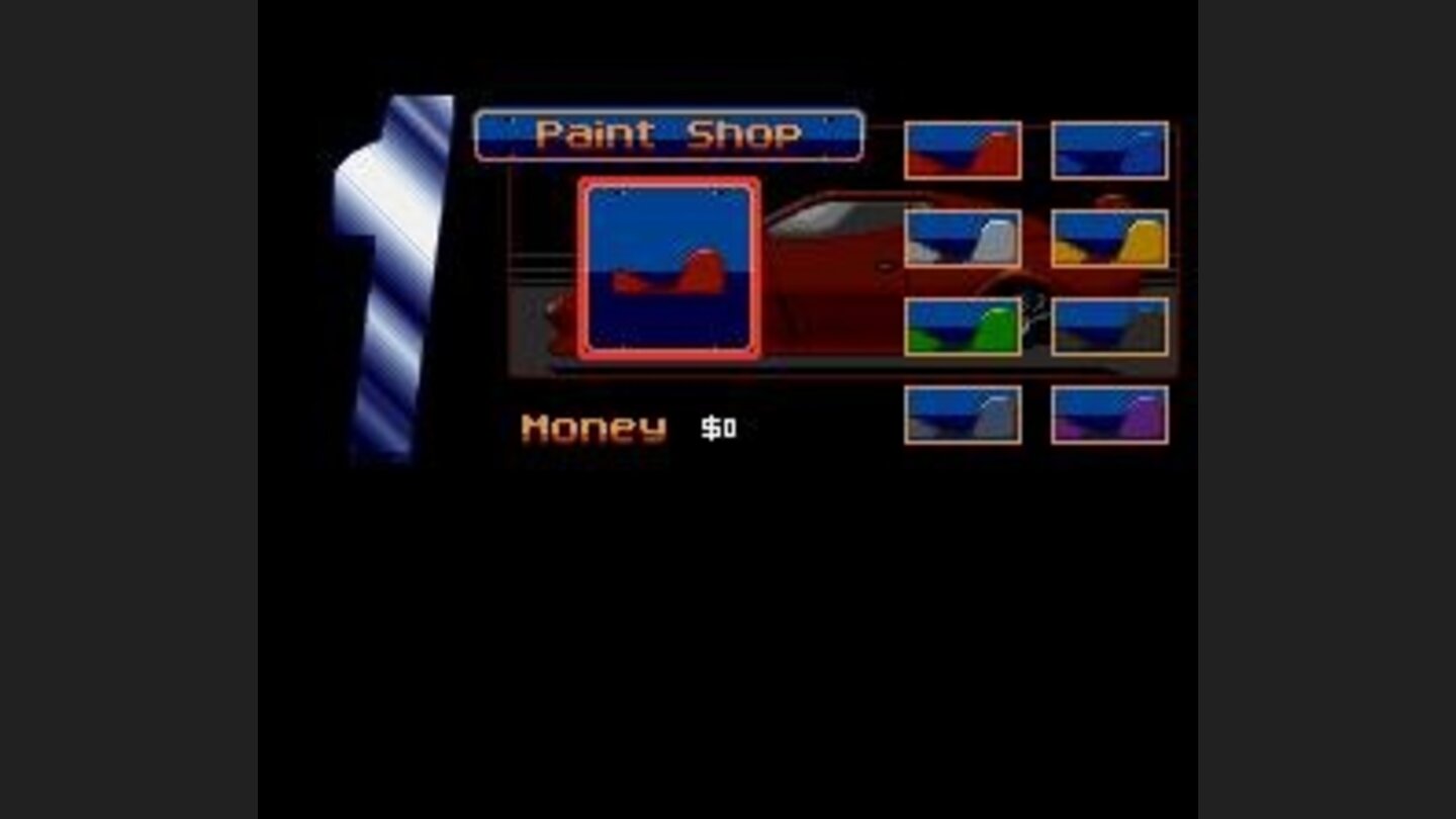 Select your car color and other parts in this menu. Total customization!