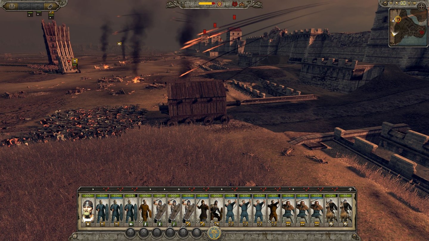 Total War: AttilaMit einer Ramme, Leitern und einem Belagerungsturm stürmen unsere Krieger die zermürbten Verteidigungsanlagen.