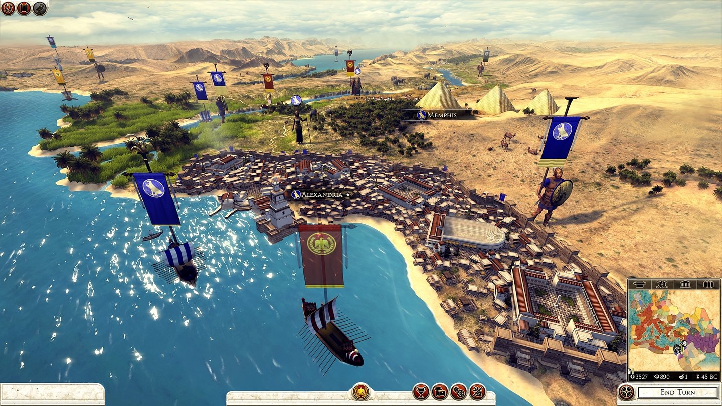 Total War: Rome 2Städte wie Alexandria sind keine uniformen Klötze mehr, sondern organische Gebilde aus einzelnen 3D-Häuschen.