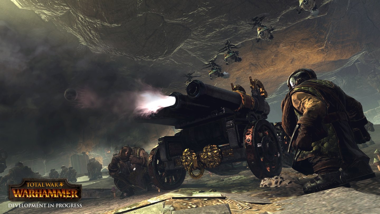 Total War: WarhammerDie Zwerge sind das fortschrittlichste Volk im Spiel und führen Kanonen und Helikopter ins Feld.