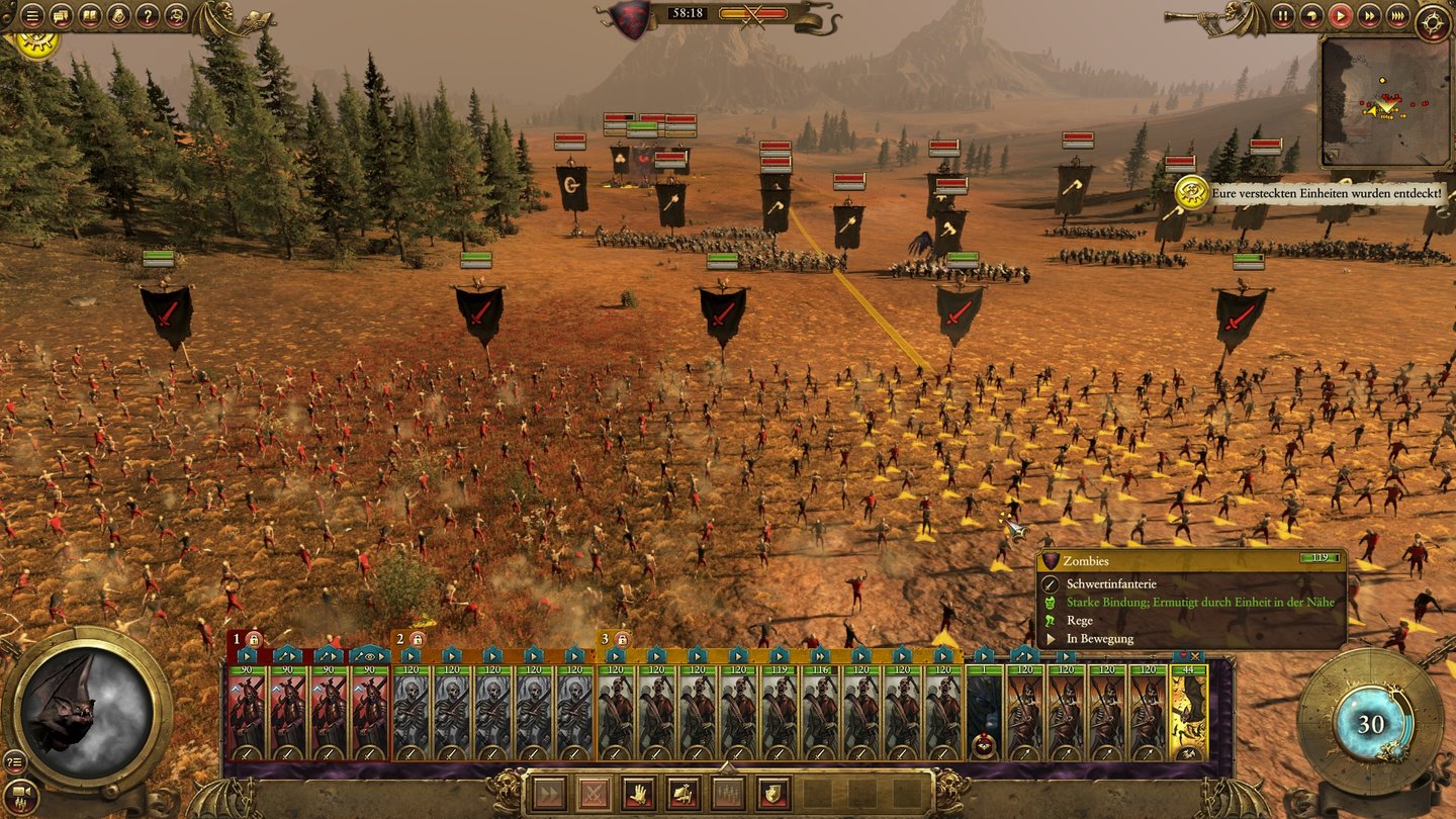 Total War: WarhammerZombies sind Kanonenfutter, das von unseren mächtigeren Einheiten ablenkt.
