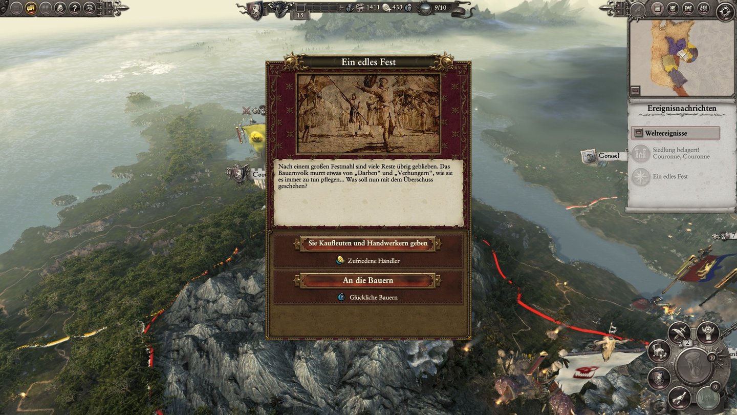 Total War: Warhammer - Screenshots zum kostenlosen DLC »Bretonnia«Viele Ereignisse lassen uns die Wahl: das Volk knechten oder Gnade walten lassen.