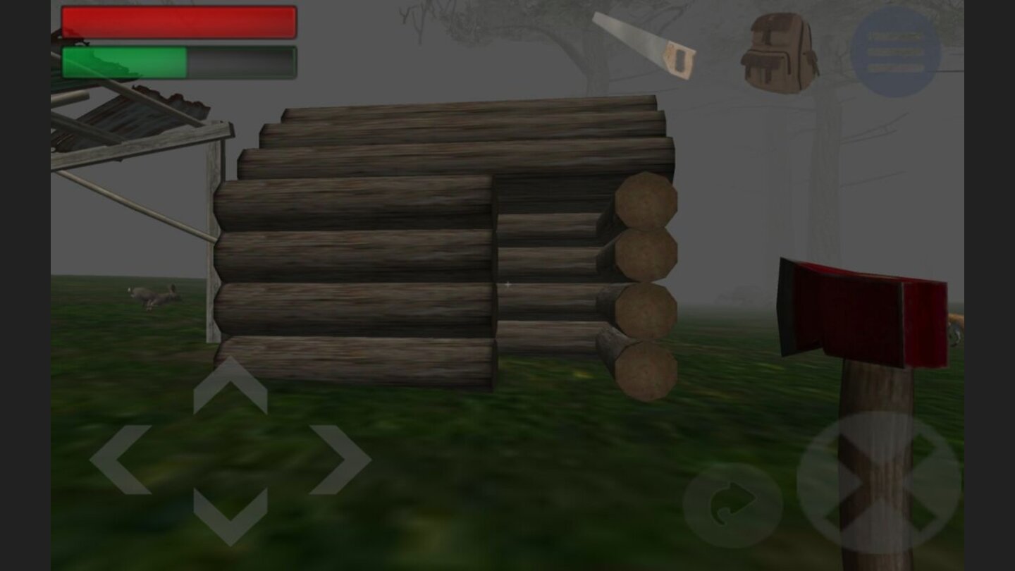 Trapped in the ForestNach etwa 15-20 Minuten im Spiel steht das erste Holzhaus. In dem ist der Spieler sicher vor Feinden...