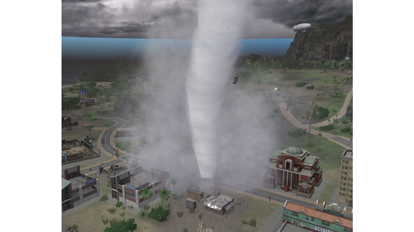 Tropico 4Naturkatastrophen wie dieser Tornado lassen sich abschalten.