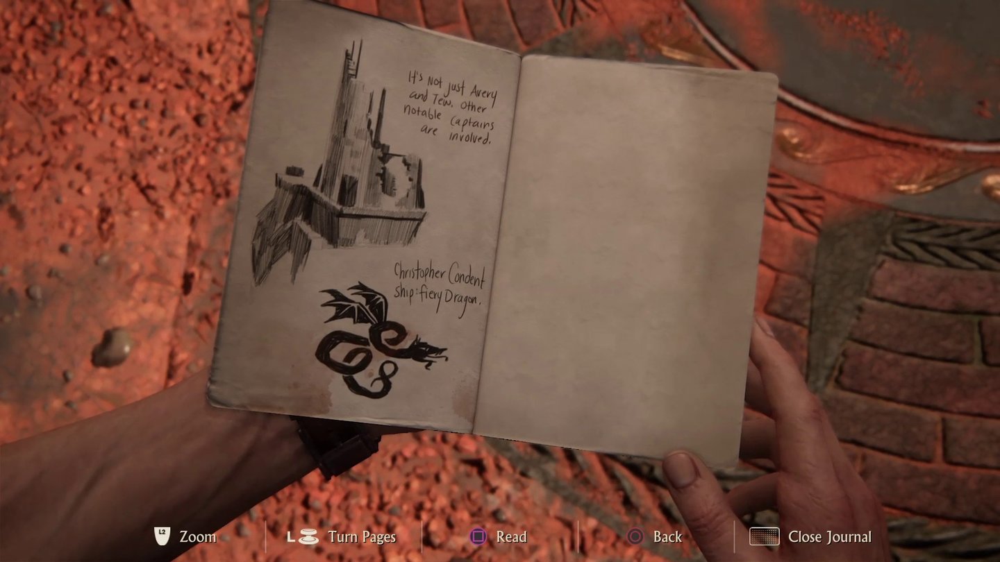 Uncharted 4: A Thief's EndAntike Funde notiert Drake in seinem typischen Buch. Der Almanach hilft auch bei Rätseln auf die Sprünge – in unserer Demo fielen sämtliche Puzzles jedoch sehr simpel aus.