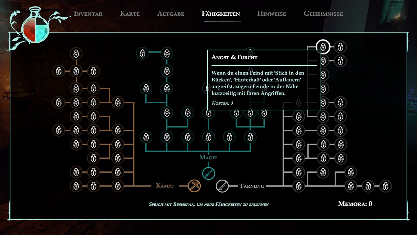 Underworld AscendantDer Fertigkeitenbaum ist umfassend und bietet viel Futter für unterschiedliche Spielstile – wie man es sich von einem Rollenspiel eben wünscht.