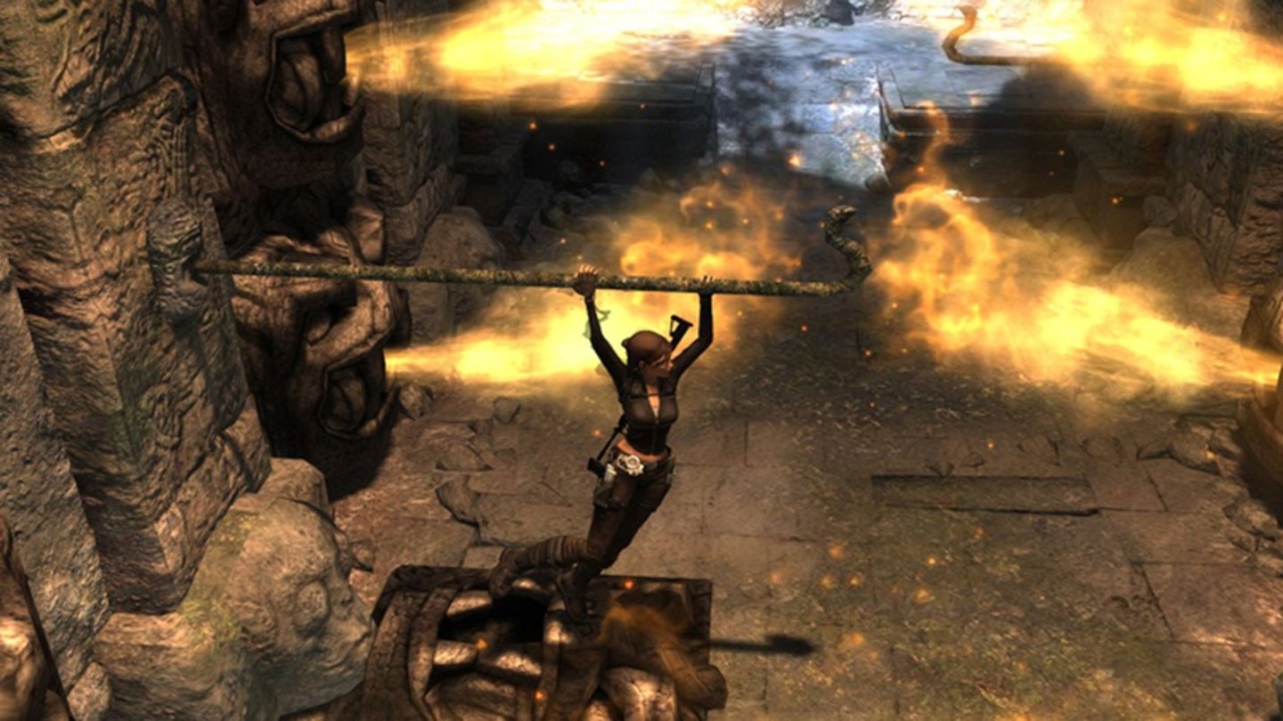 Tomb Raider: Underworld (2008) Der achte Teil der Serie, Underworld, erscheint 2008 für alle Plattformen und setzt die Handlung von Legend fort – mit Rückgriffen auf offene Fragen aus Anniversary. Die Kernelemente der Serie (Rätsel, Kampf, Sprungeinlagen) werden stärker miteinander verbunden, um komplexere Levelstrukturen zu erzeugen. Auch der Greifhaken aus Legend kommt wieder wieder zum Einsatz. Laras Interaktionen hinterlassen darüber hinaus Spuren in der Spielwelt – Dreck und Wasser sind auf Laras Körper sichtbar, die Umwelt ist zerstörbar und die Leichen von Gegnern verschwinden nicht mehr.