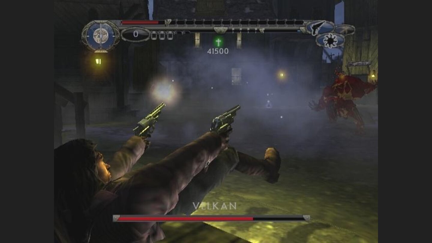 Van Helsing uses double pistols against Velkan.