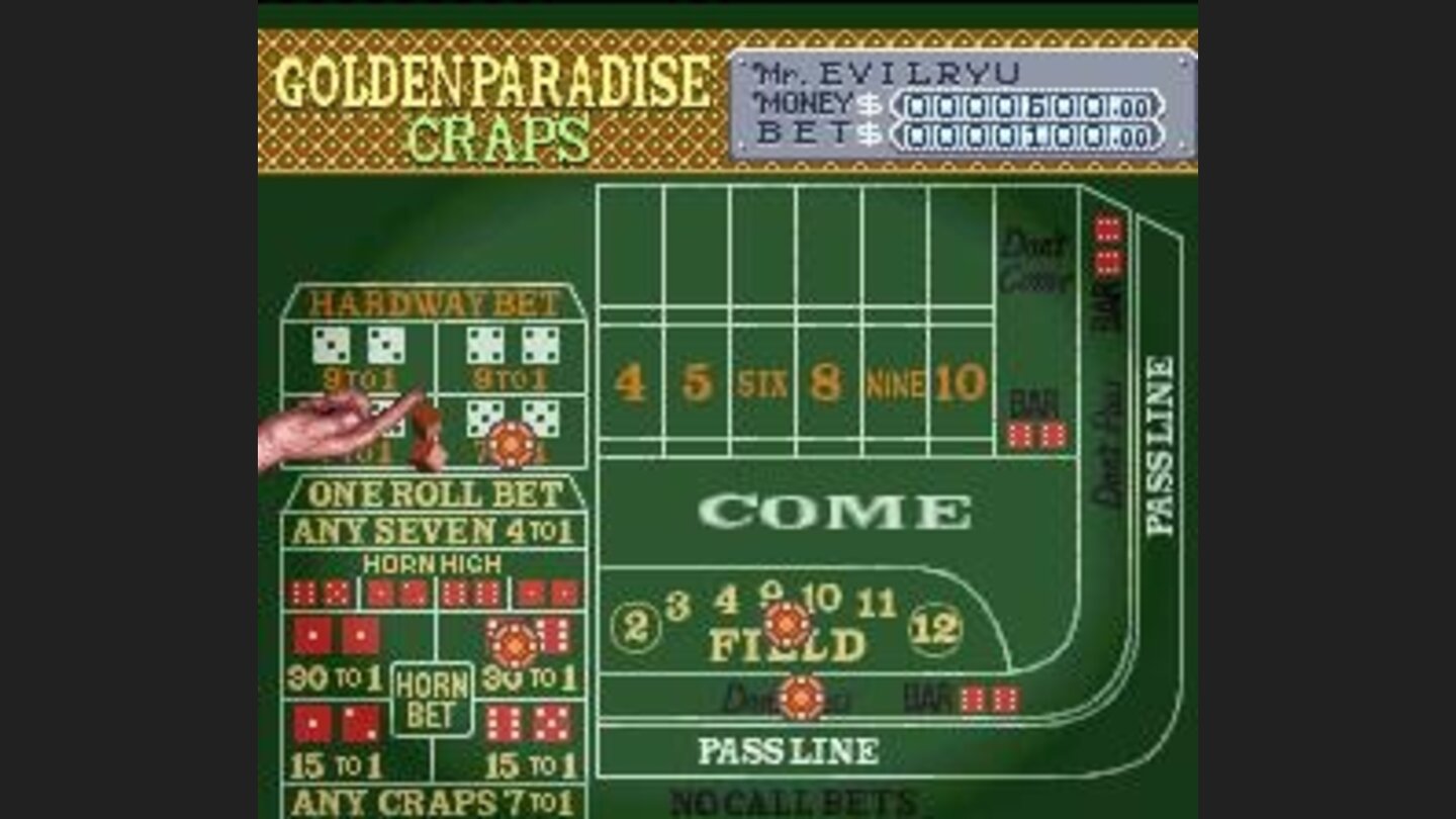 Playing Craps: now, after youve made some wagers, the dealer rolls the dices: have you won or lost?