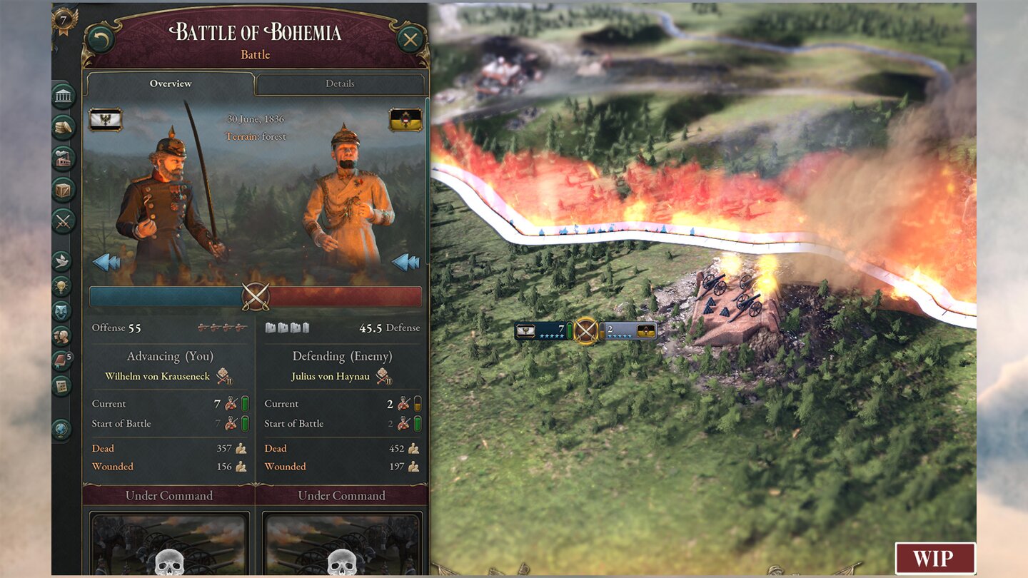 Victoria 3Bei Kriegen befehligen wir nicht mehr einzelne Bataillone, sondern verteilen lediglich Truppen an Fronten und Anweisungen an Generäle.