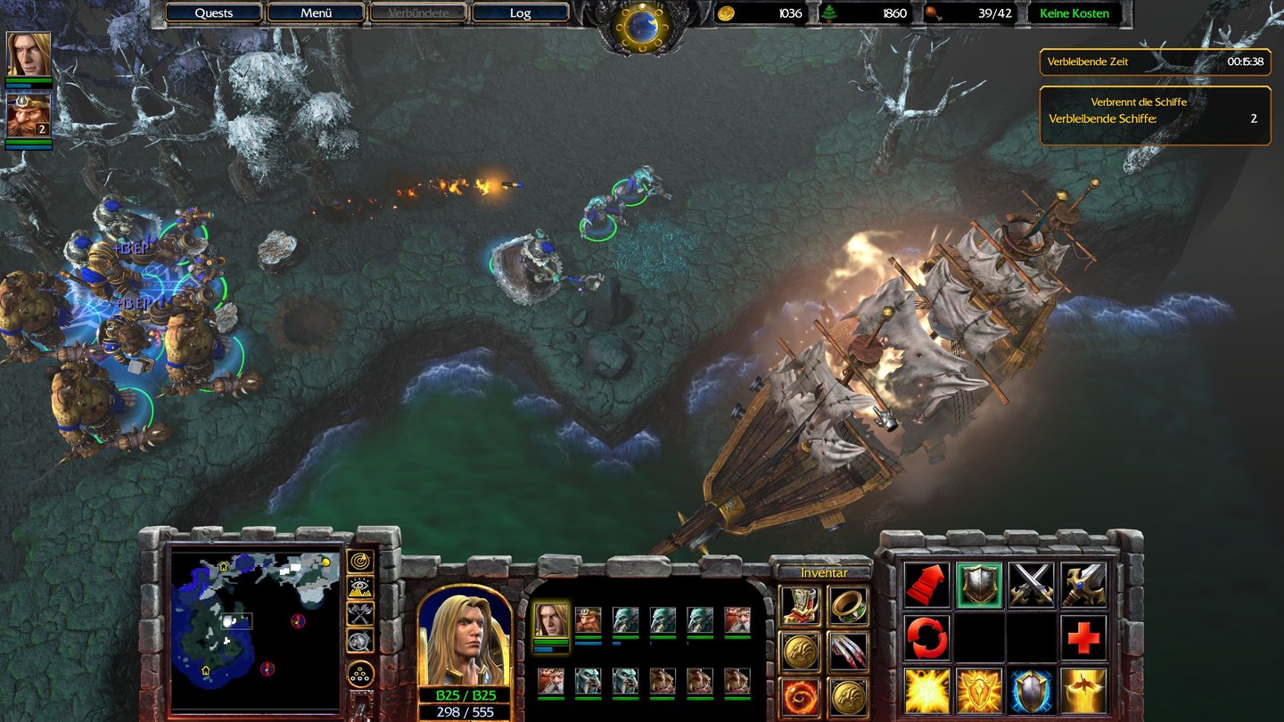 Warcraft 3: ReforgedWettlauf gegen die Zeit: Wir versenken unsere eigenen Transportschiffe, um den vom König befohlenen Rückzug aus Nordend zu verhindern.