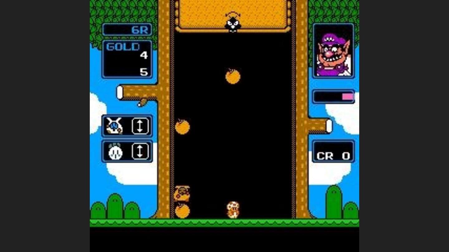 In Round Game, Wario will occasionally pop up to increase the games speed and lower the ceiling.