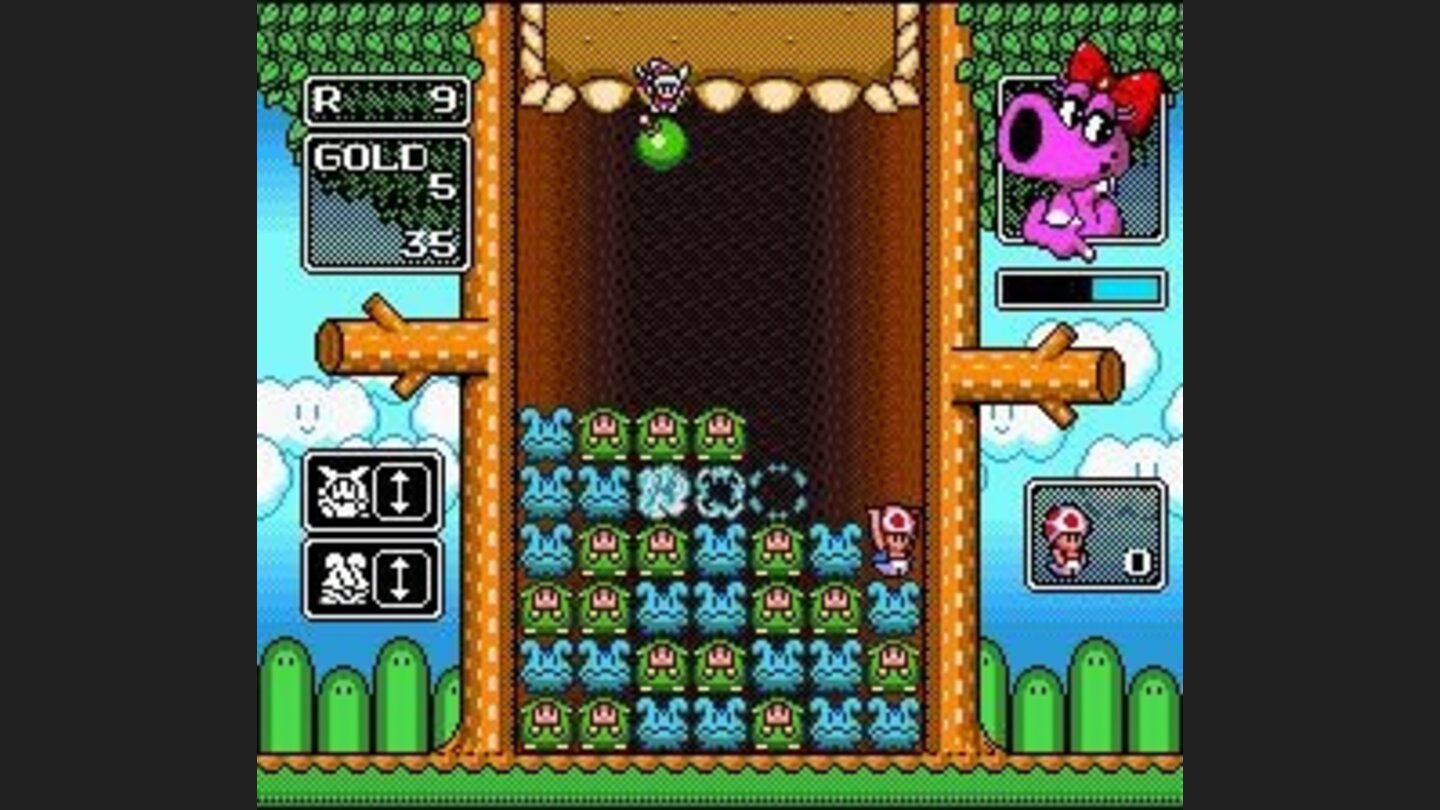 Destroying a line of blue monsters