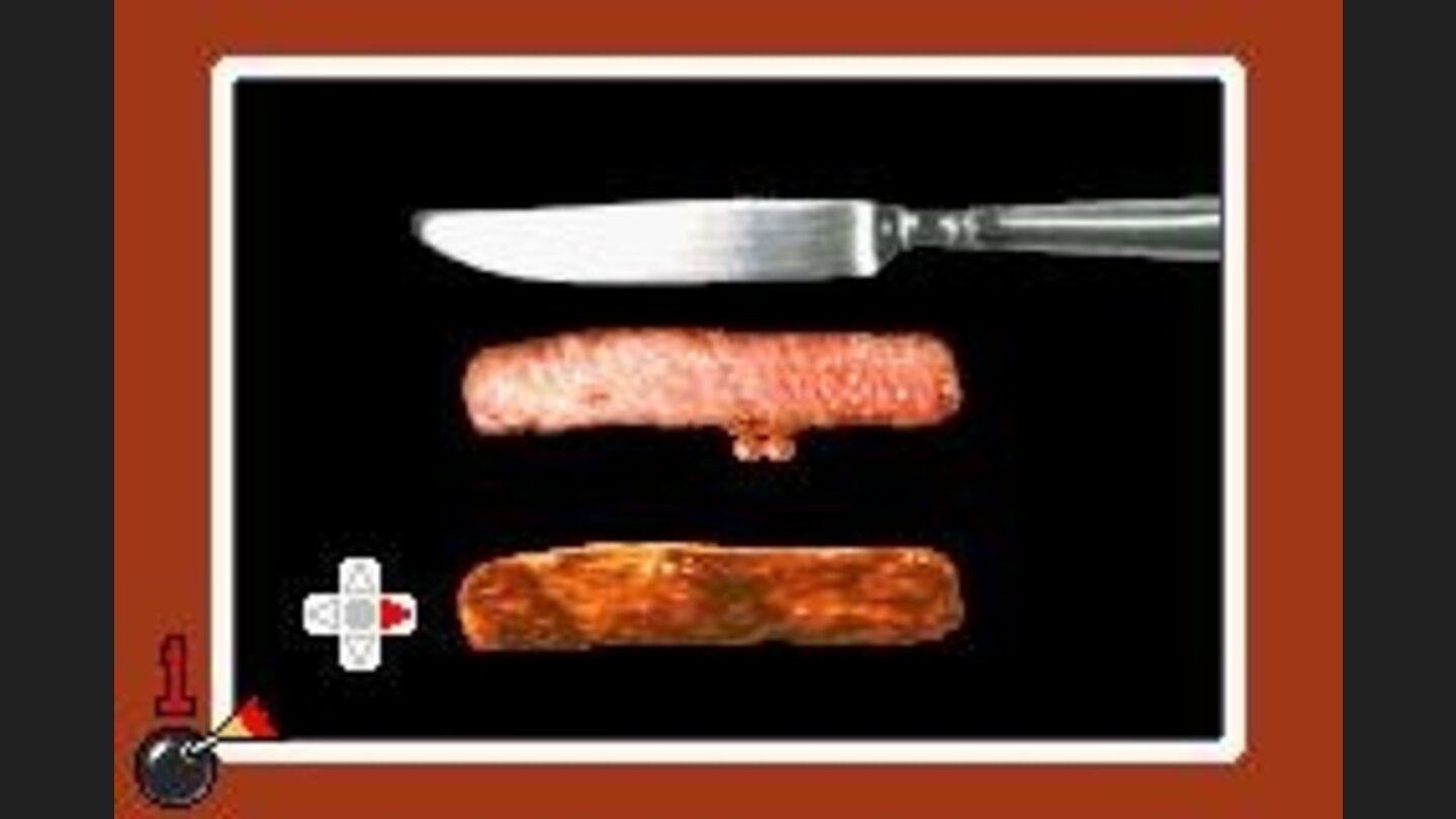 This particular microgame has you slicing away on a chunk of steak.